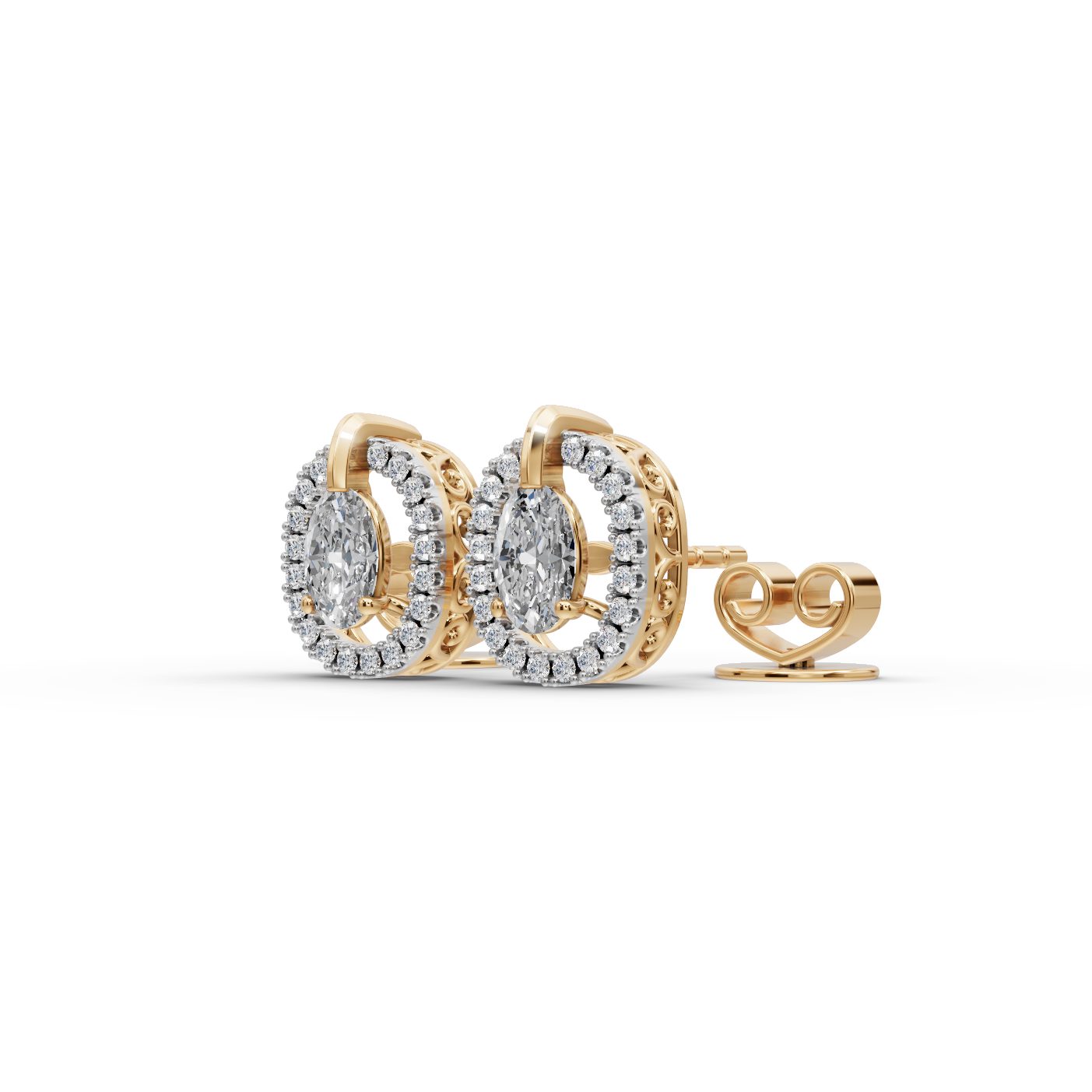 Classic Line Oval Lab-Grown Diamond Studs Earring in yellow gold