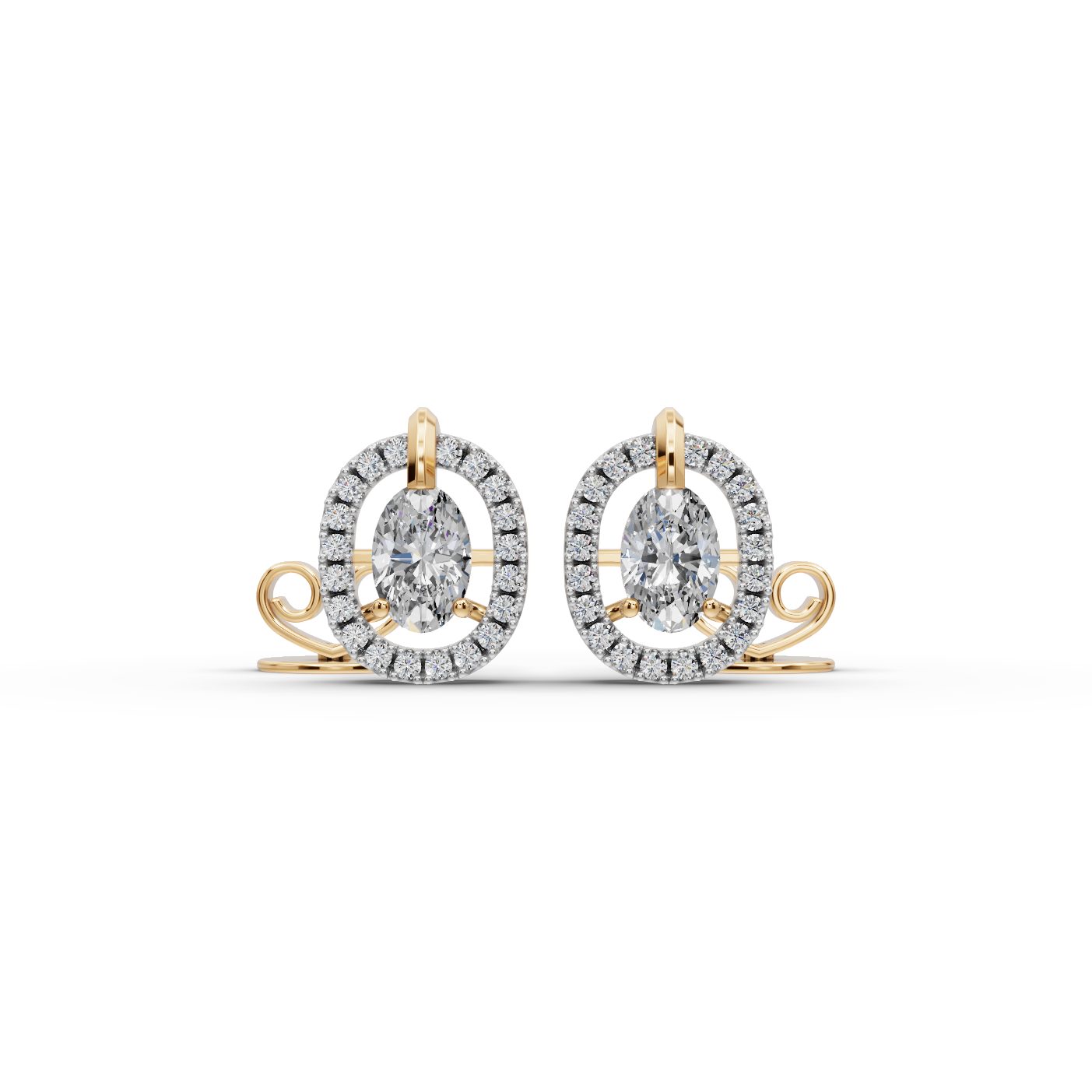 Classic Line Oval Lab-Grown Diamond Studs Earring in yellow gold, set with lab-grown diamonds