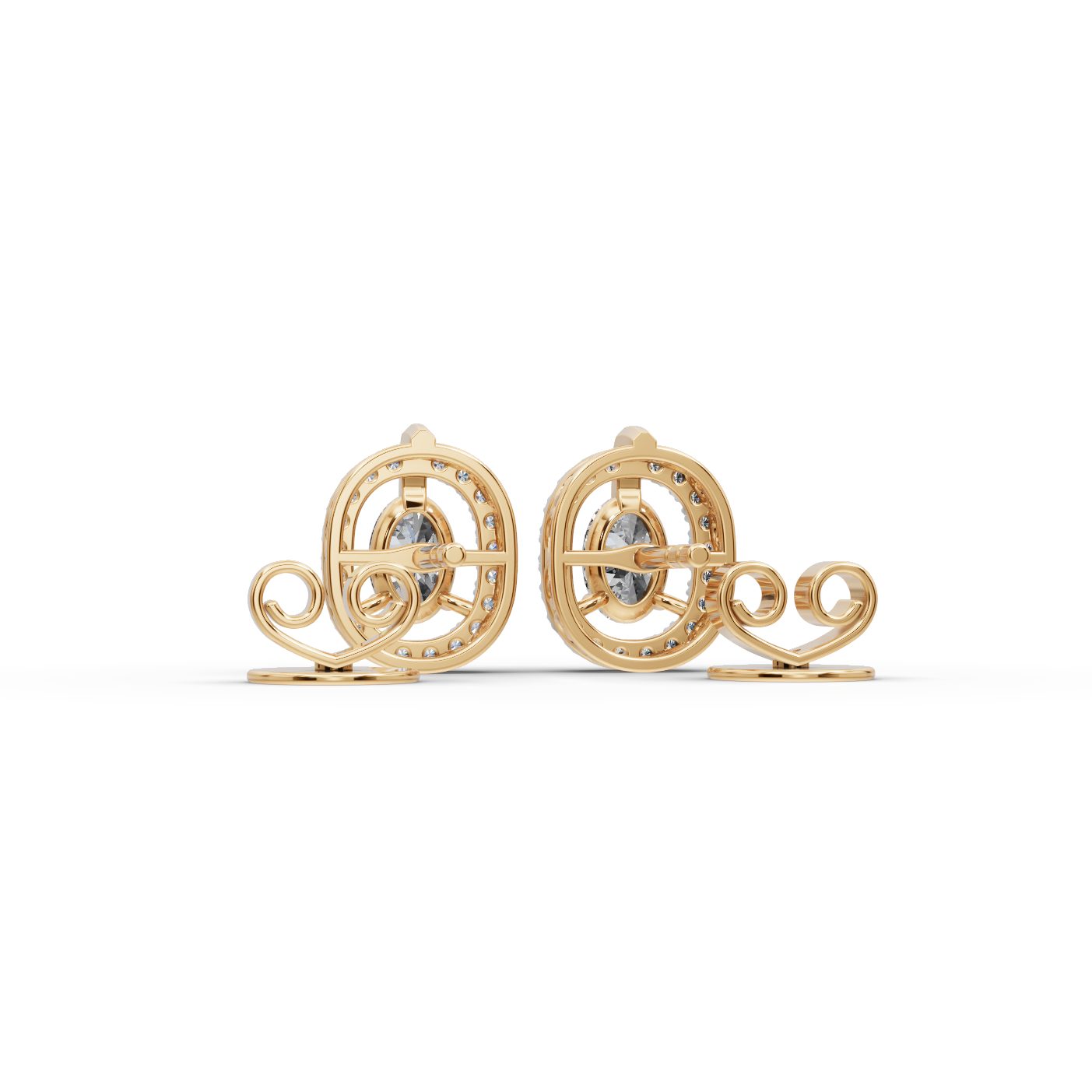 Classic Line Oval Lab-Grown Diamond Studs Earring in yellow gold