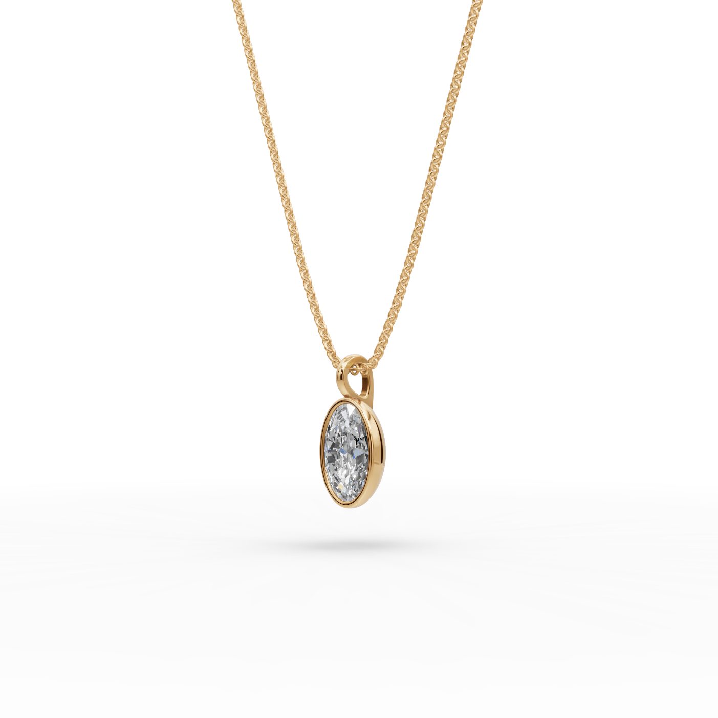 Timeless Ember Oval Lab-Grown Diamond Solitaire Pendant in yellow gold