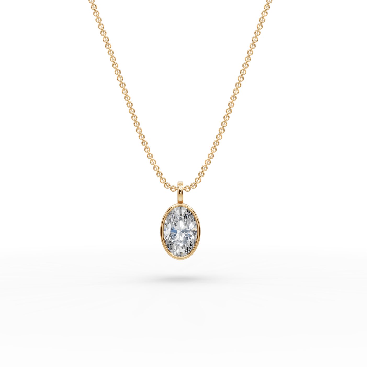 Timeless Ember Oval Lab-Grown Diamond Solitaire Pendant in yellow gold