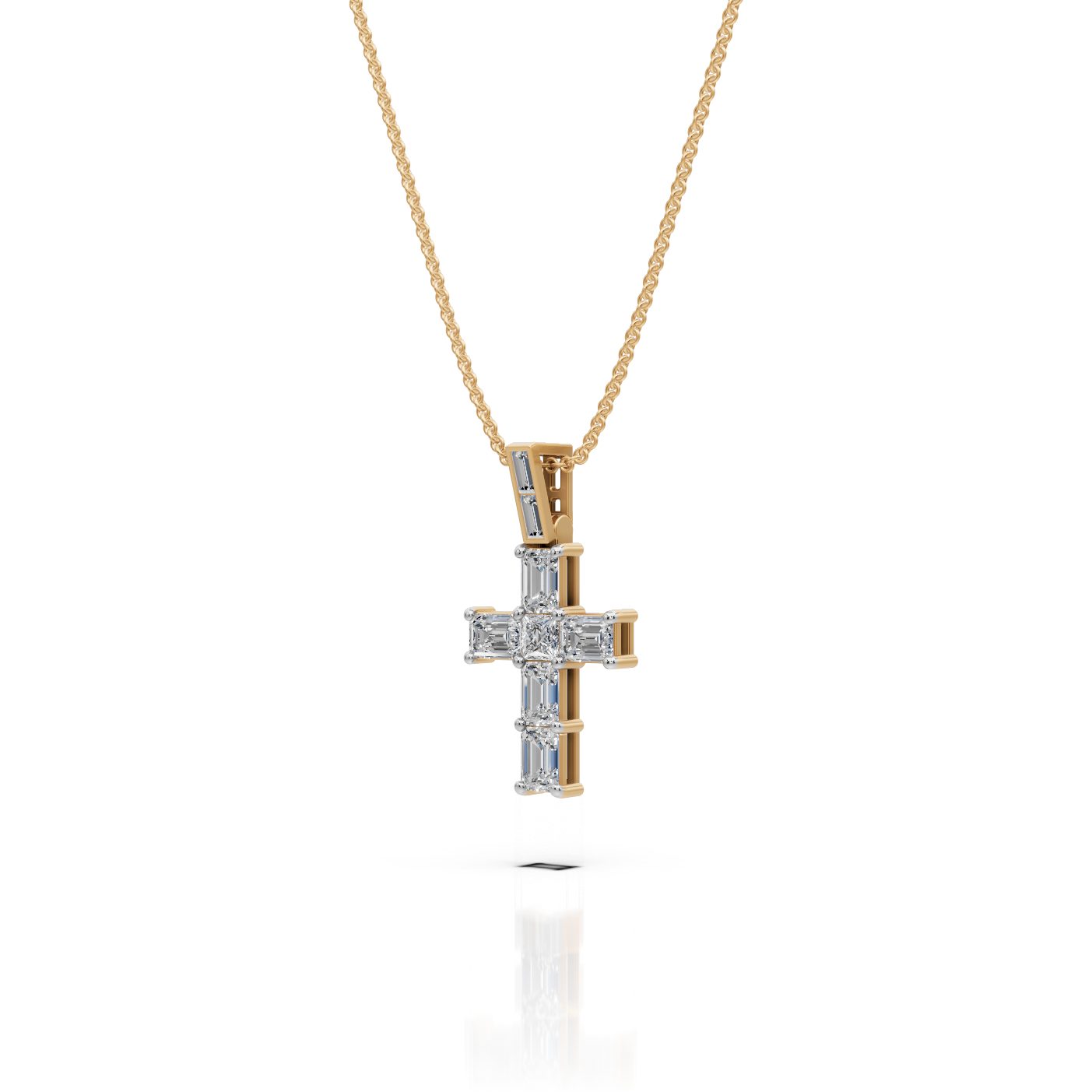 Opulent Reverie Cross Lab-Grown Diamond Pendant in yellow gold