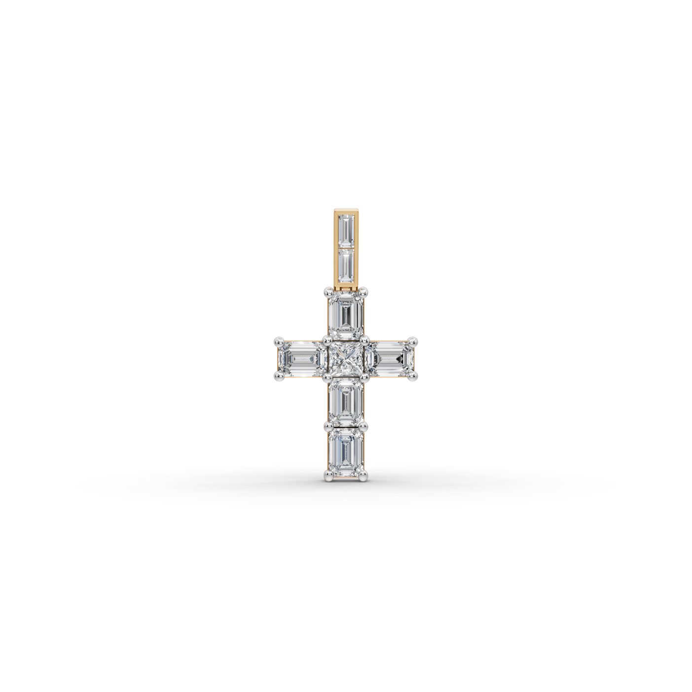 Opulent Reverie Cross Lab-Grown Diamond Pendant in yellow gold, set with lab-grown diamonds