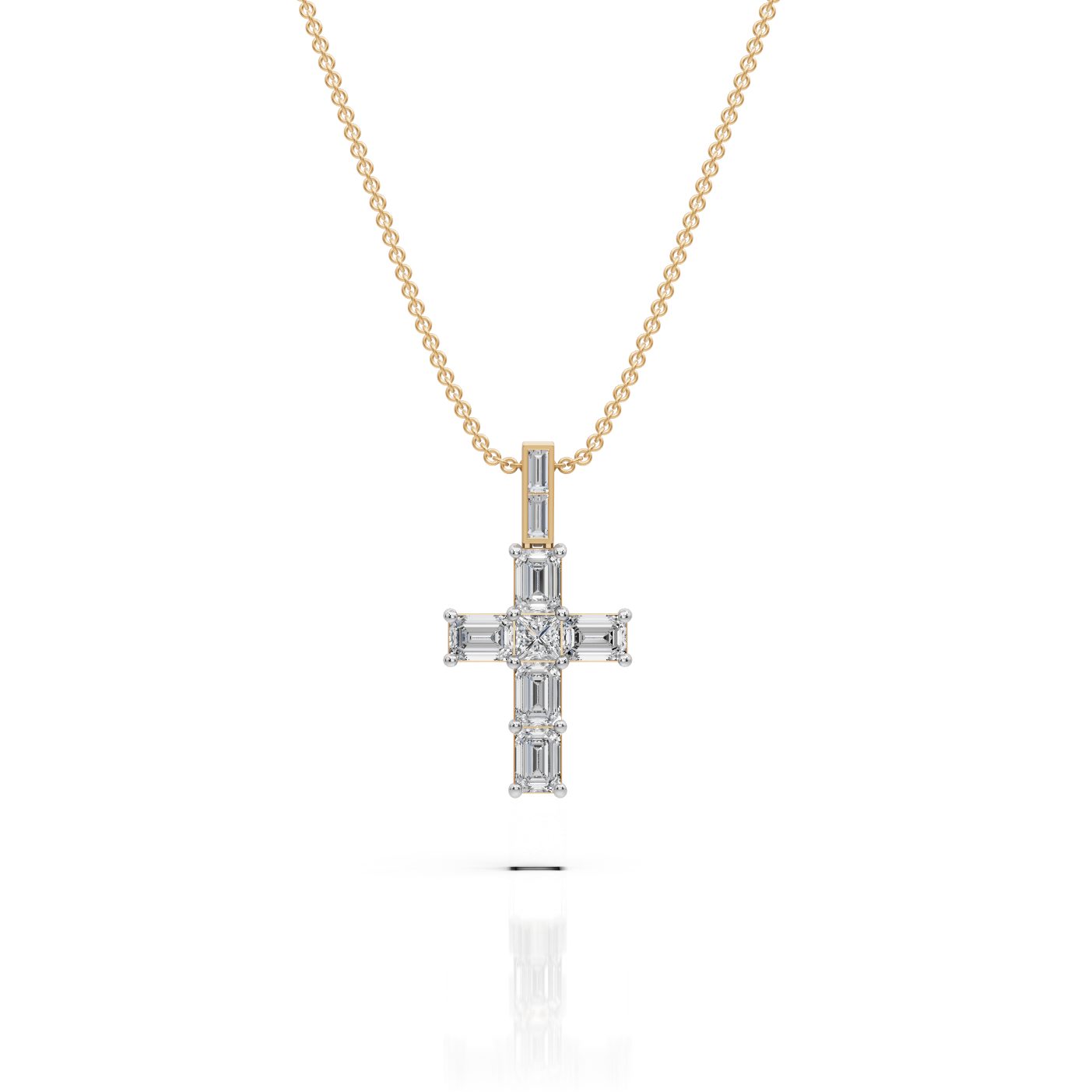 Opulent Reverie Cross Lab-Grown Diamond Pendant in yellow gold