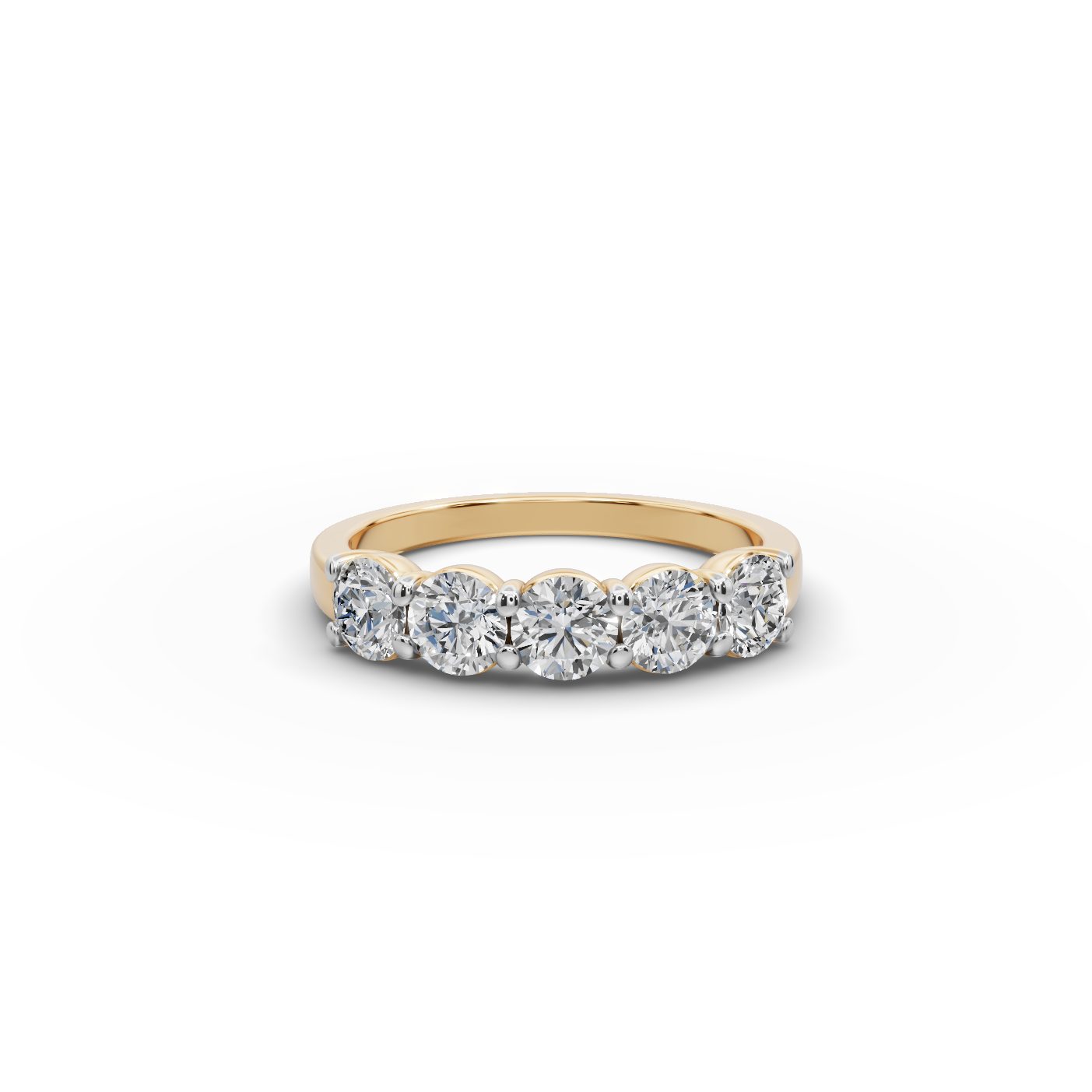 Everlasting Signature Round Lab-Grown Diamond Five Stone Ring in yellow gold, set with lab-grown diamonds