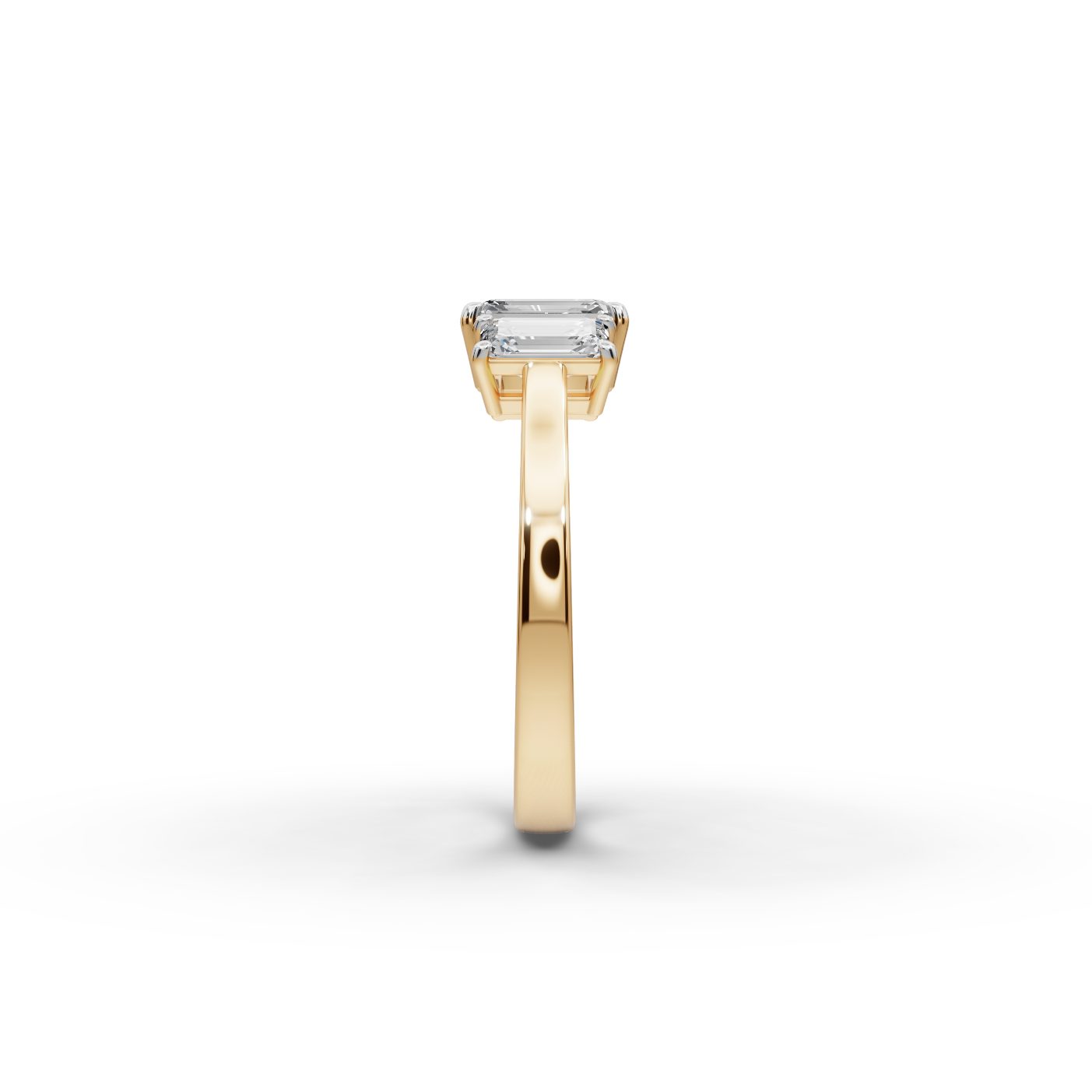 Luminous Signature Emerald Lab-Grown Diamond Three Stone Ring in yellow gold