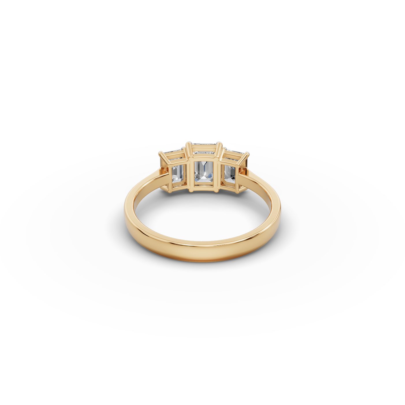 Luminous Signature Emerald Lab-Grown Diamond Three Stone Ring in yellow gold