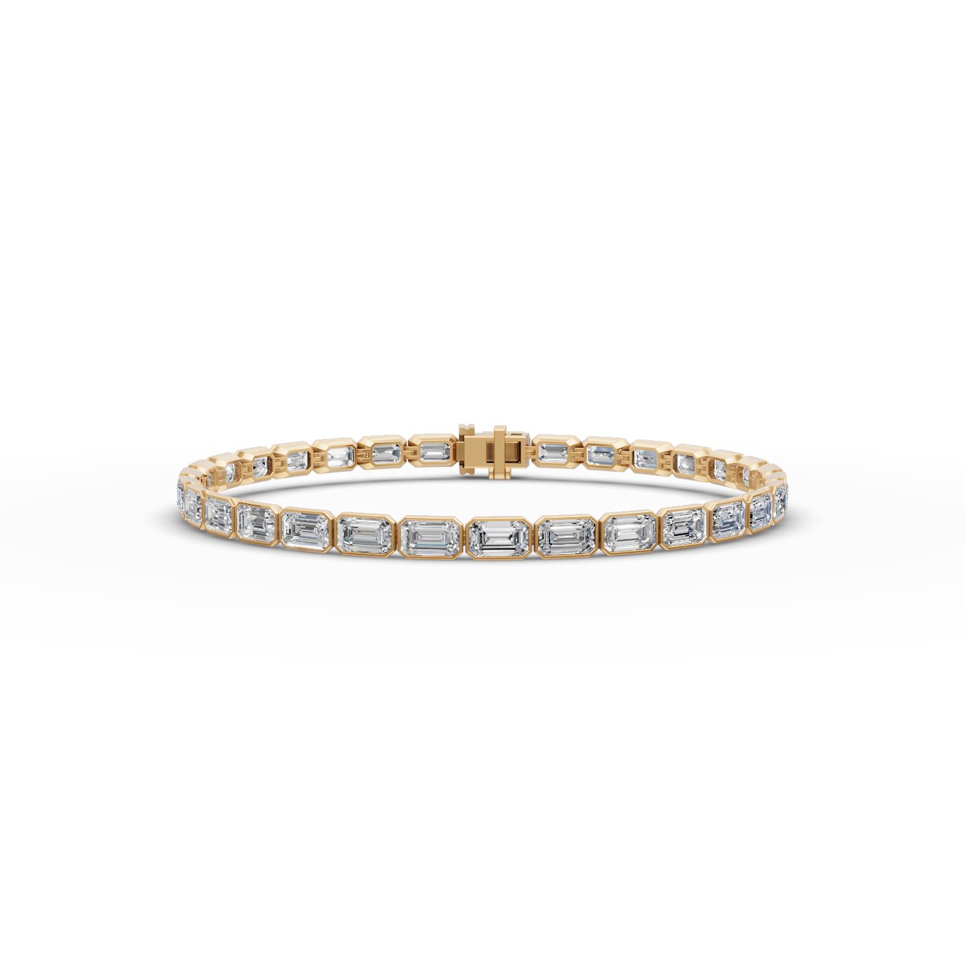 Regal Ember Emerald Lab-Grown Diamond Tennis Bracelet in yellow gold, set with lab-grown diamonds