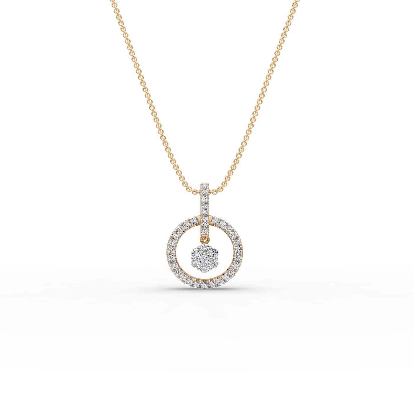Enduring Whisper Round Lab-Grown Diamond Cluster Pendant in yellow gold