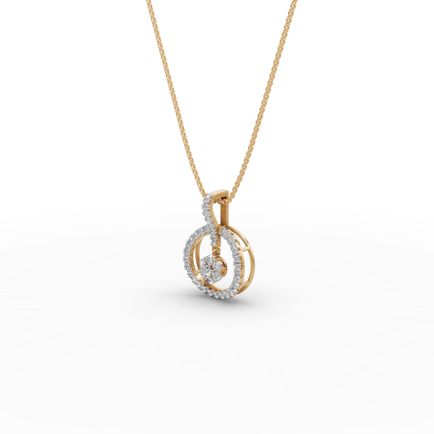 Enduring Whisper Round Lab-Grown Diamond Cluster Pendant in yellow gold
