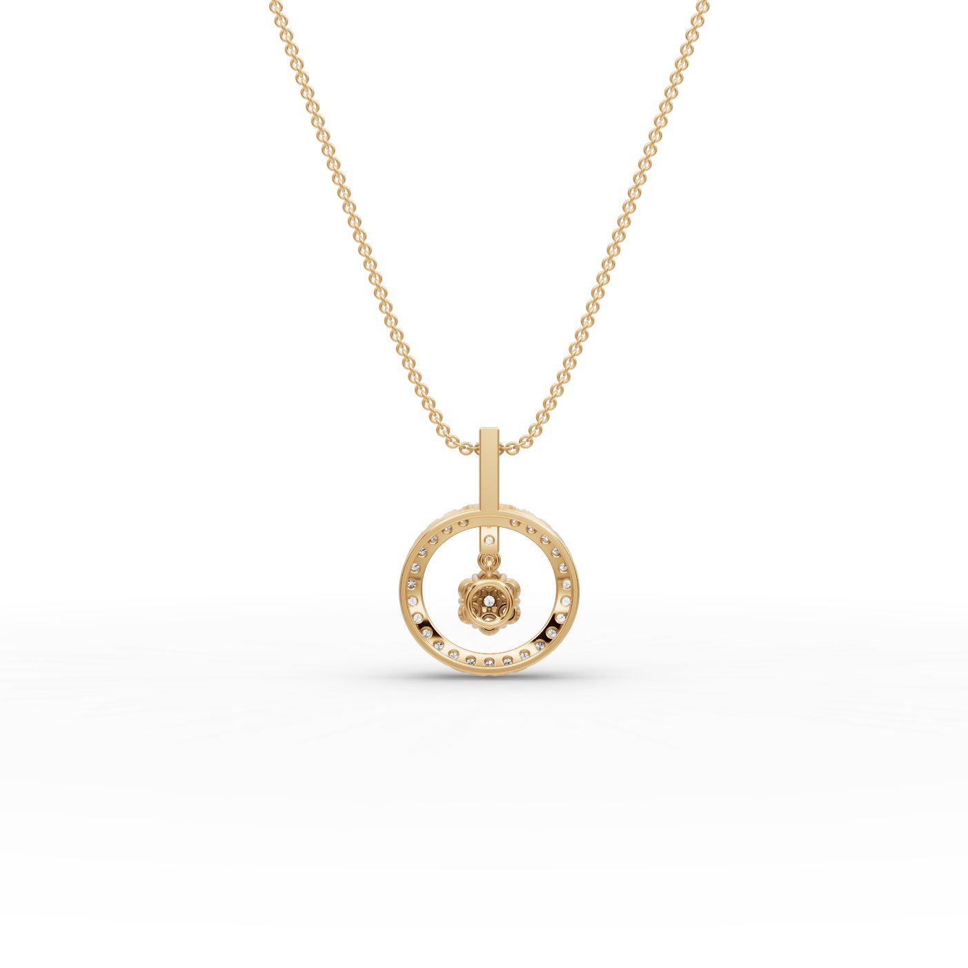 Enduring Whisper Round Lab-Grown Diamond Cluster Pendant in yellow gold