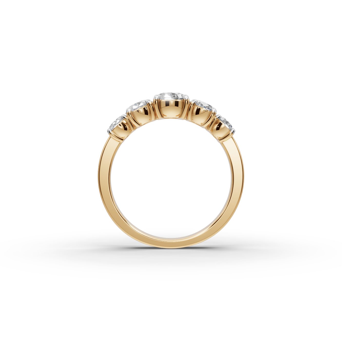 Classic Trail Oval Lab-Grown Diamond Five Stone Ring in yellow gold