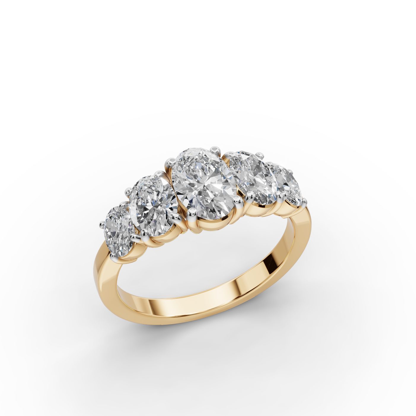 Classic Trail Oval Lab-Grown Diamond Five Stone Ring in yellow gold