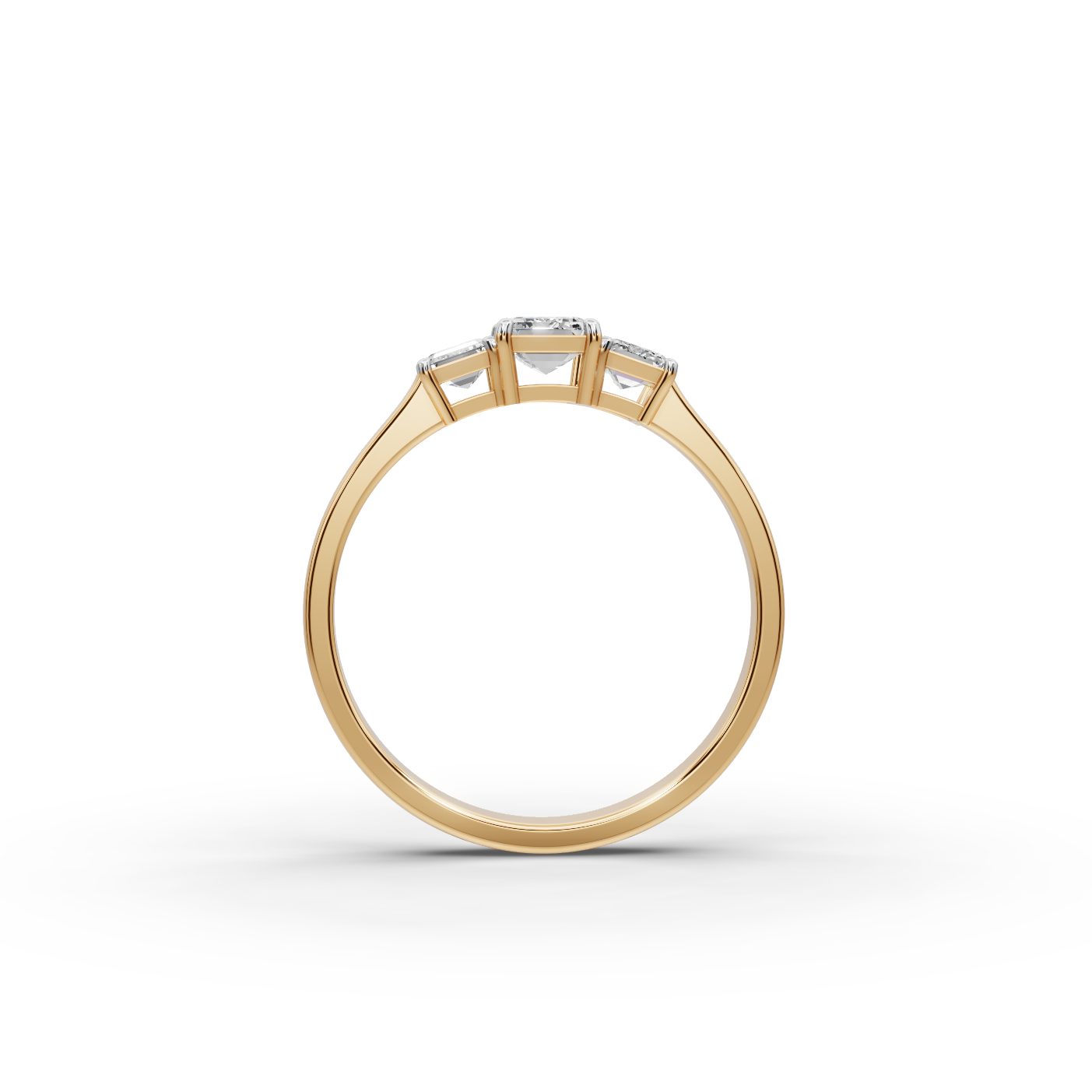 Timeless Promise Emerald Lab-Grown Diamond Three Stone Ring in yellow gold