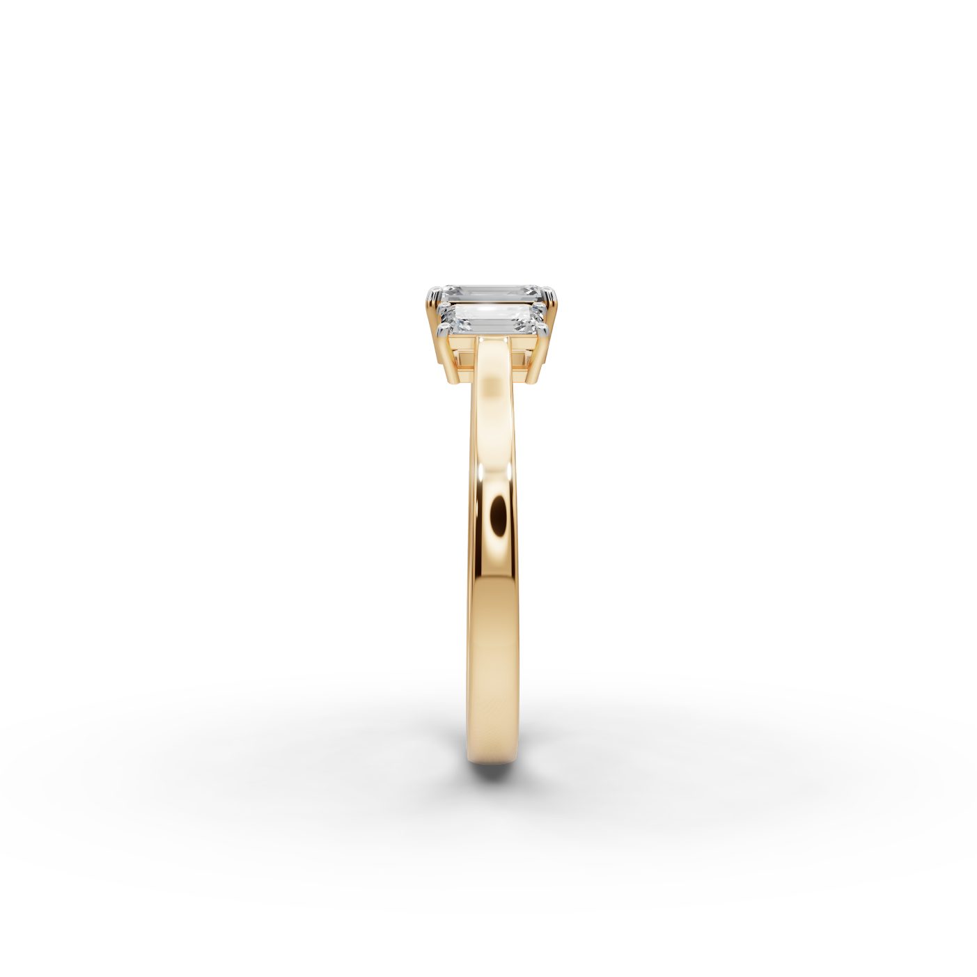 Timeless Promise Emerald Lab-Grown Diamond Three Stone Ring in yellow gold