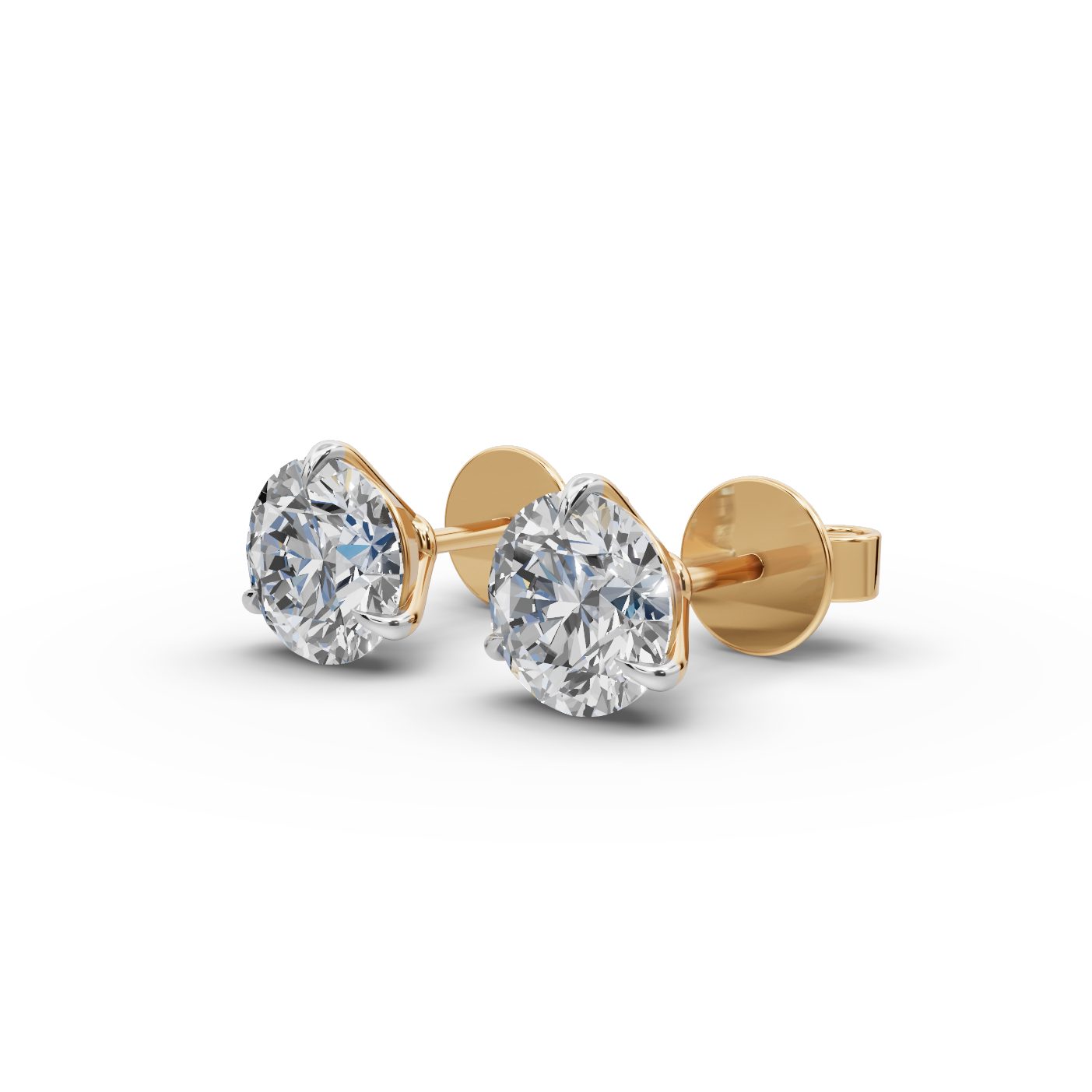 Enduring Ember Round Lab-Grown Diamond Studs Earring in yellow gold, set with lab-grown diamonds