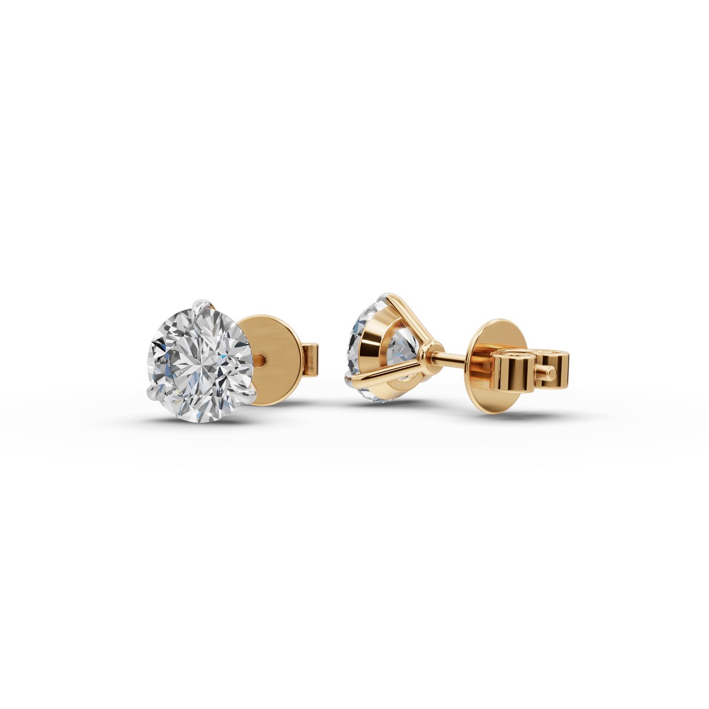 Enduring Ember Round Lab-Grown Diamond Studs Earring in yellow gold