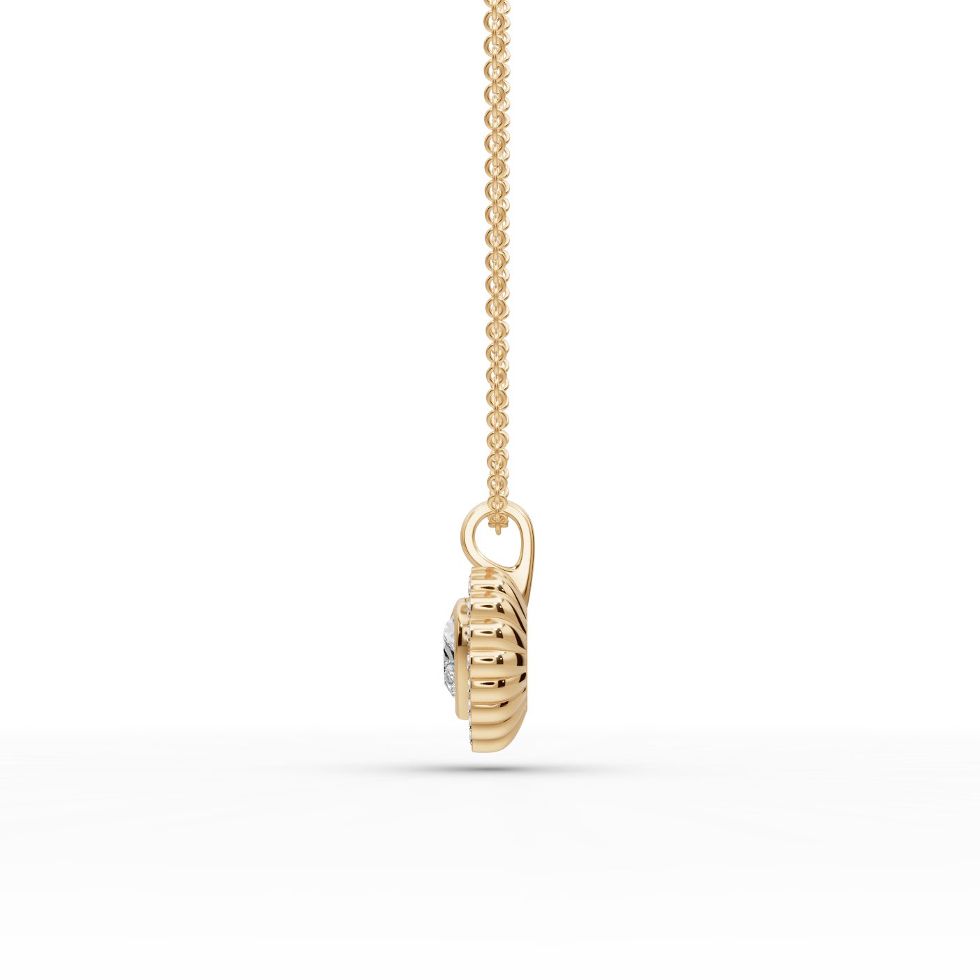 Infinite Bloom Heart Lab-Grown Diamond Halo Pendant in yellow gold
