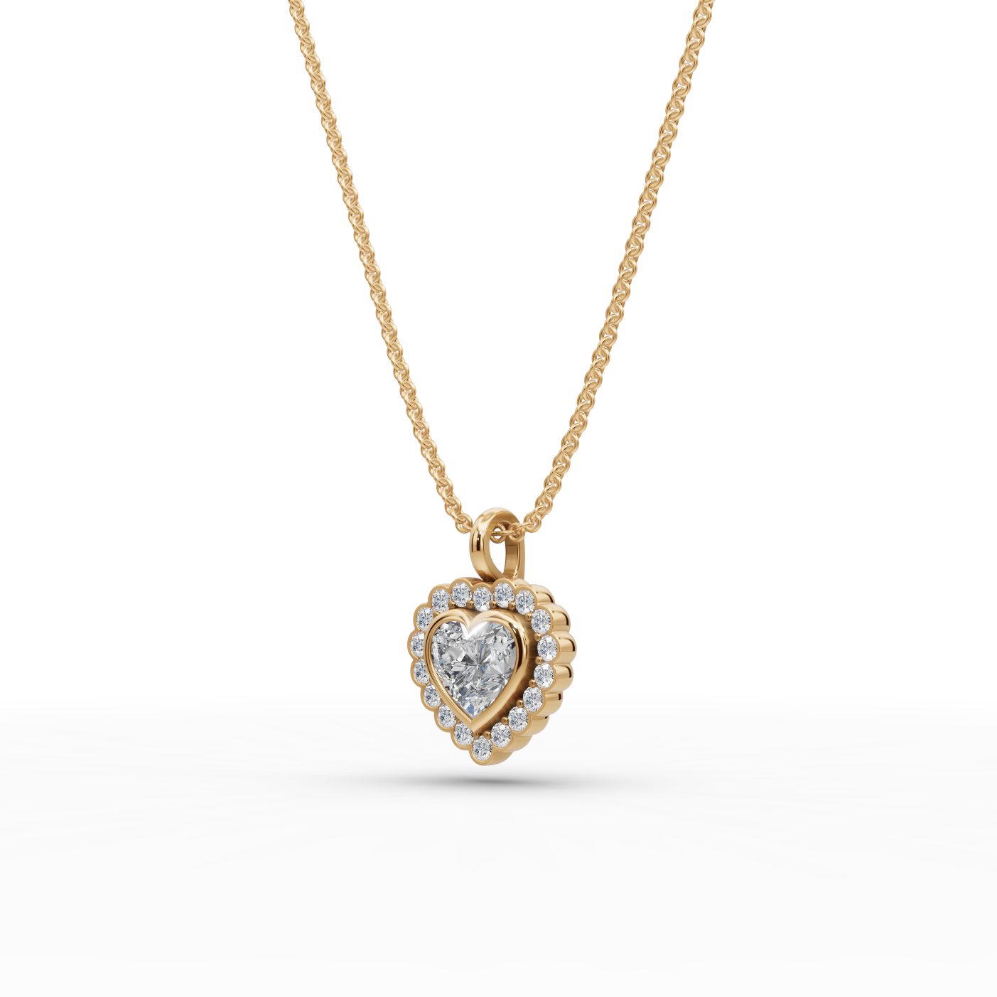 Infinite Bloom Heart Lab-Grown Diamond Halo Pendant in yellow gold