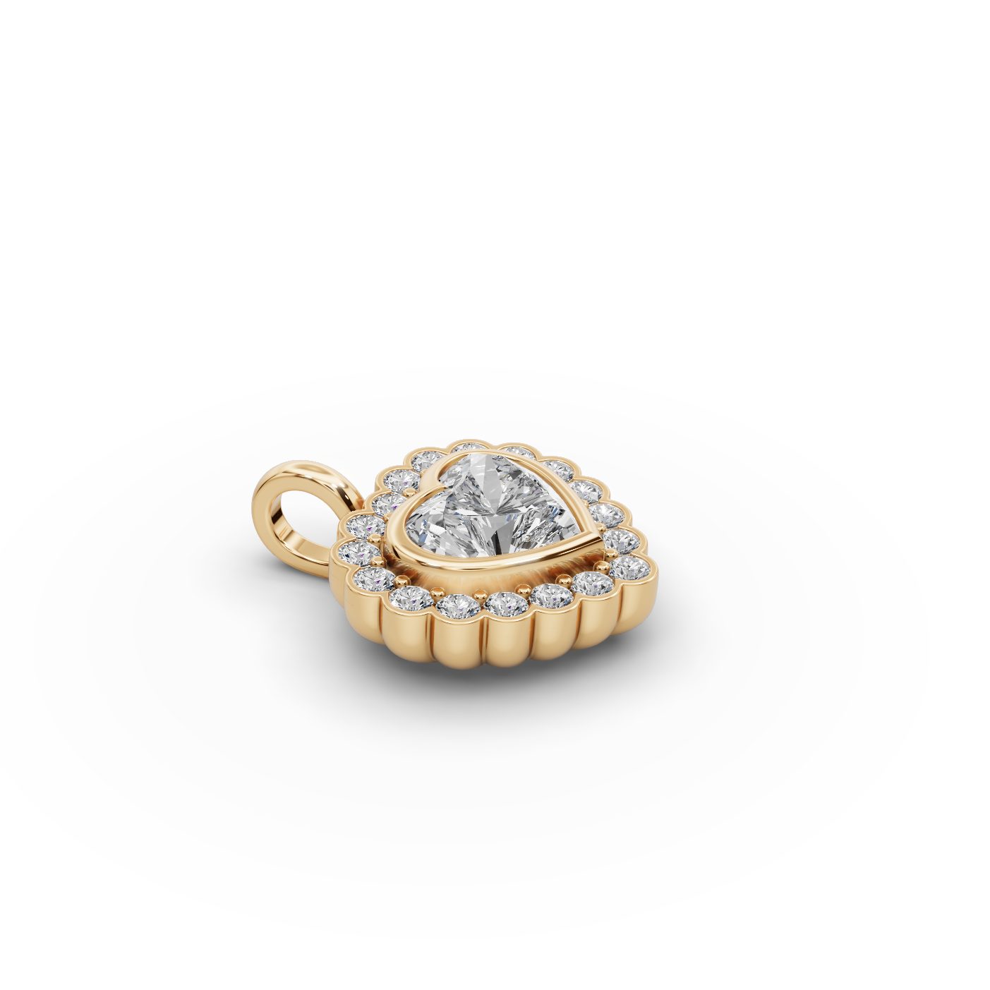 Infinite Bloom Heart Lab-Grown Diamond Halo Pendant in yellow gold