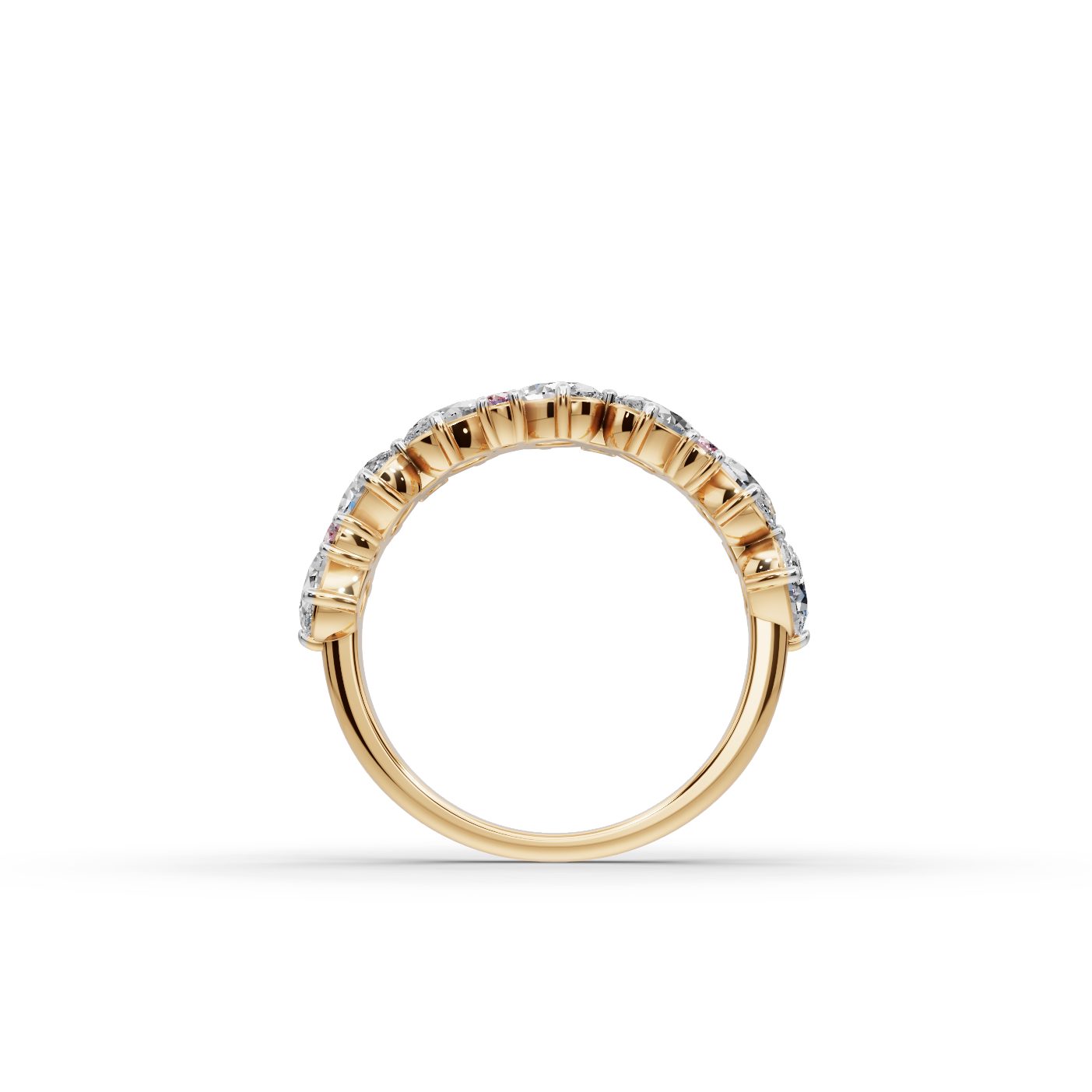 Opulent Promise Oval Lab-Grown Diamond Bands Ring in yellow gold