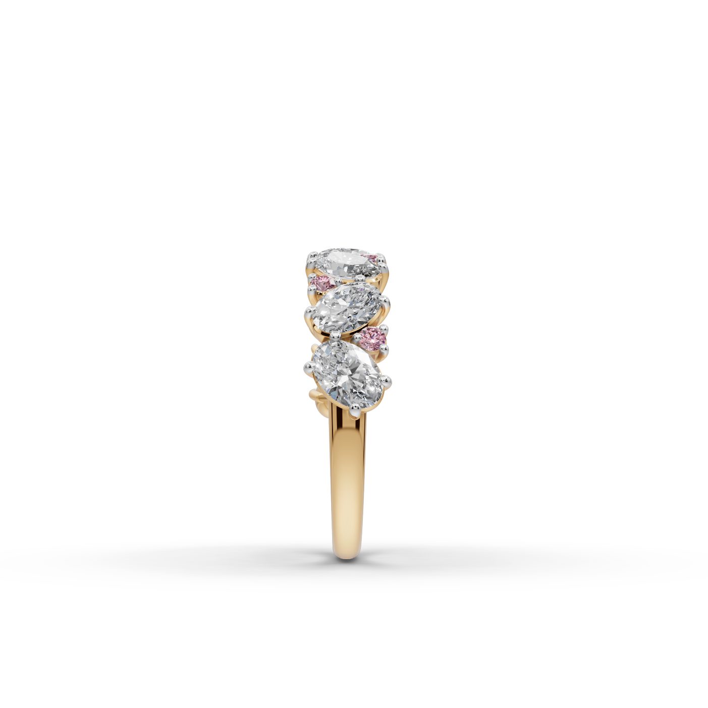 Opulent Promise Oval Lab-Grown Diamond Bands Ring in yellow gold