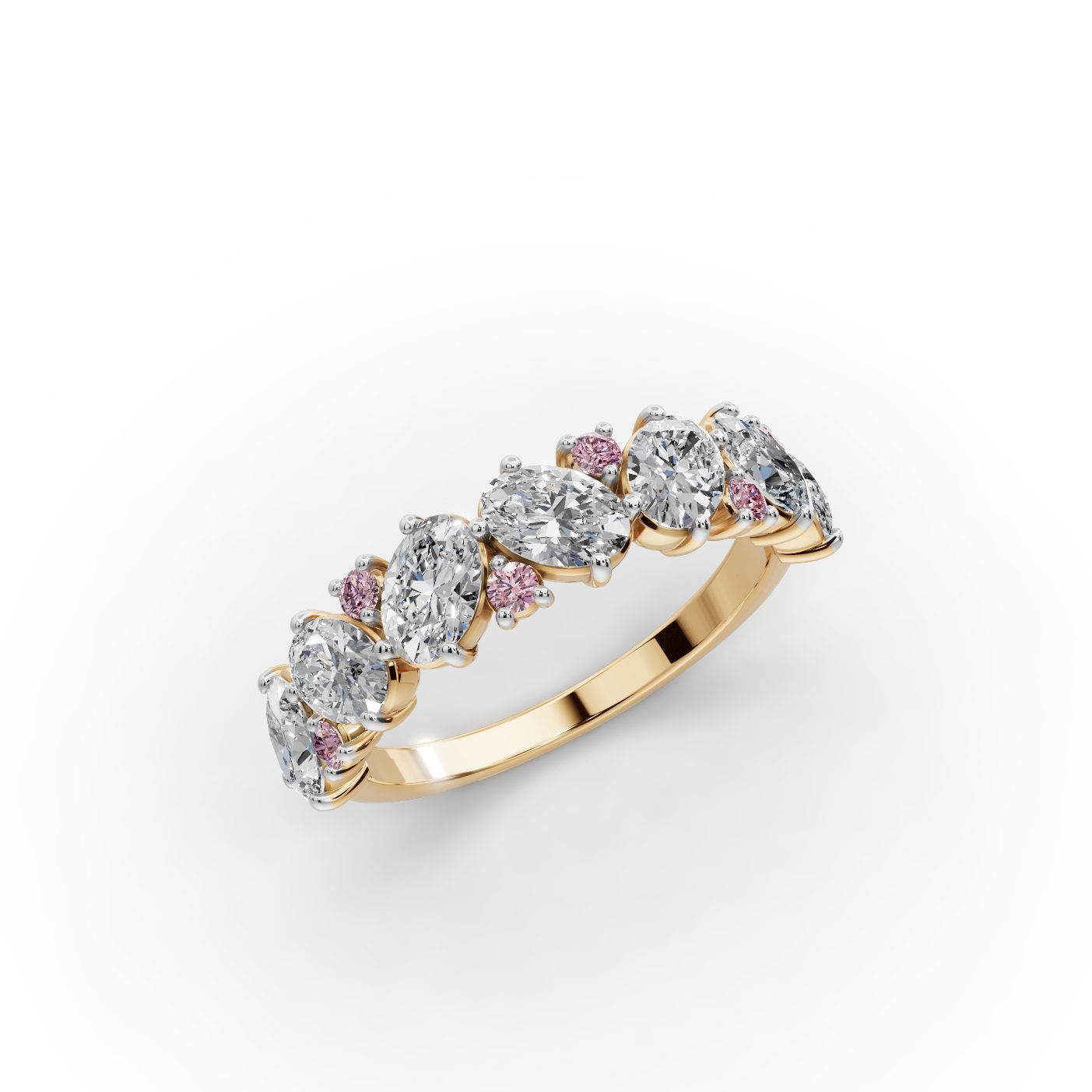 Opulent Promise Oval Lab-Grown Diamond Bands Ring in yellow gold