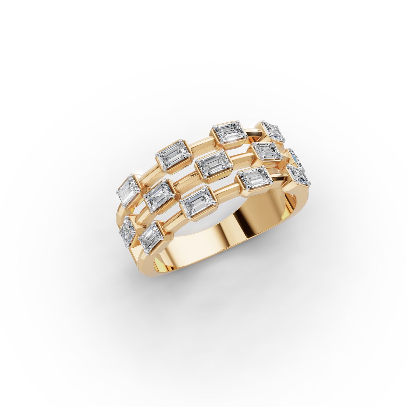 Infinite Aura Emerald Lab-Grown Diamond Bands Ring in yellow gold