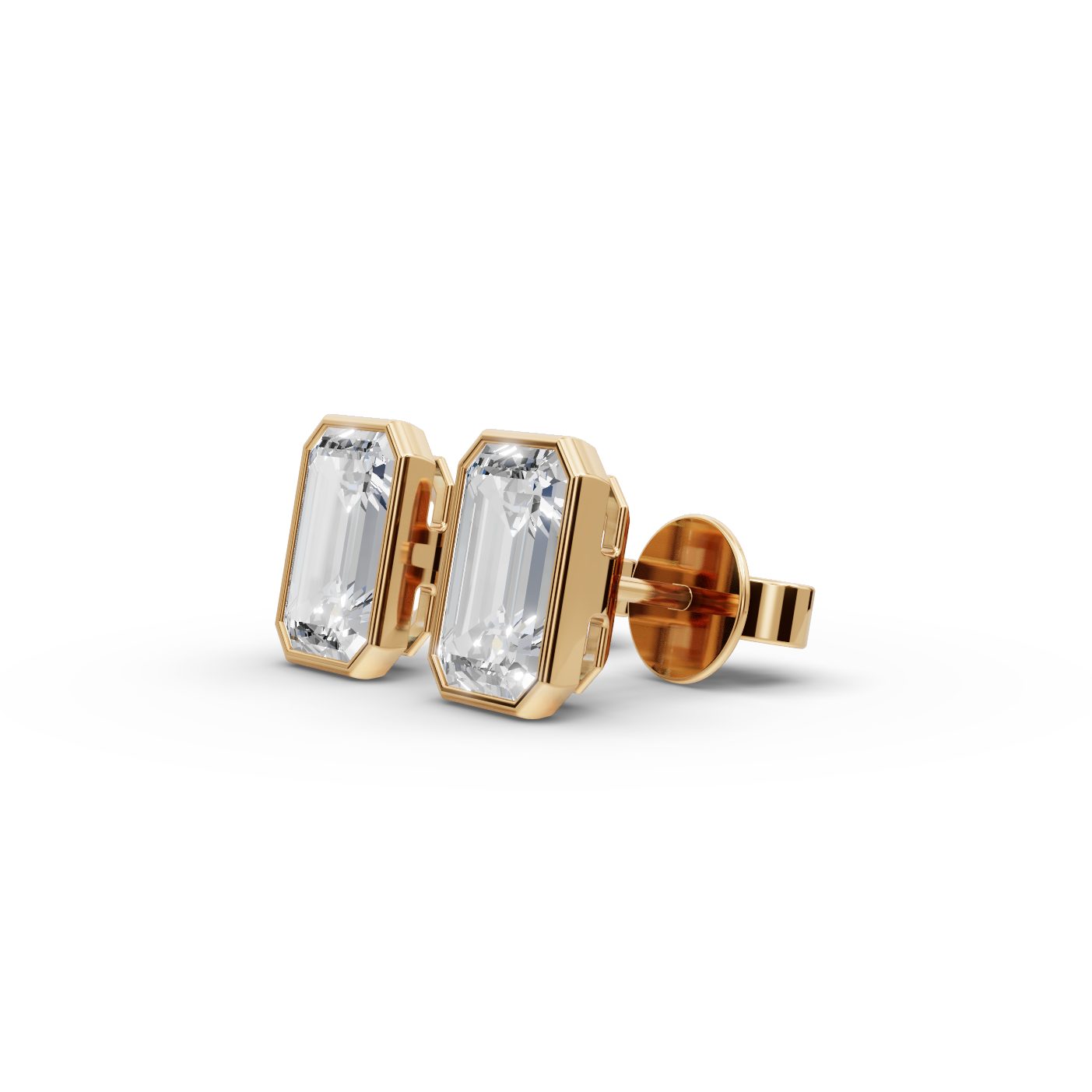Royal Bloom Emerald Lab-Grown Diamond Studs Earring in yellow gold, set with lab-grown diamonds