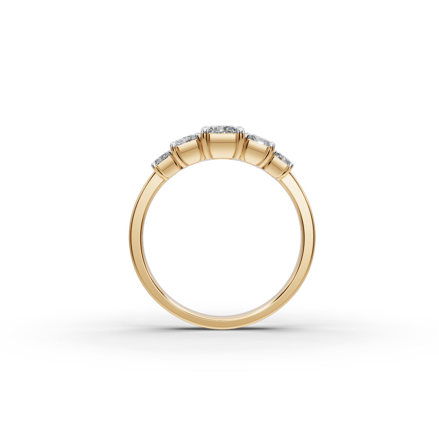 Royal Aura Radiant Lab-Grown Diamond Five Stone Ring in yellow gold