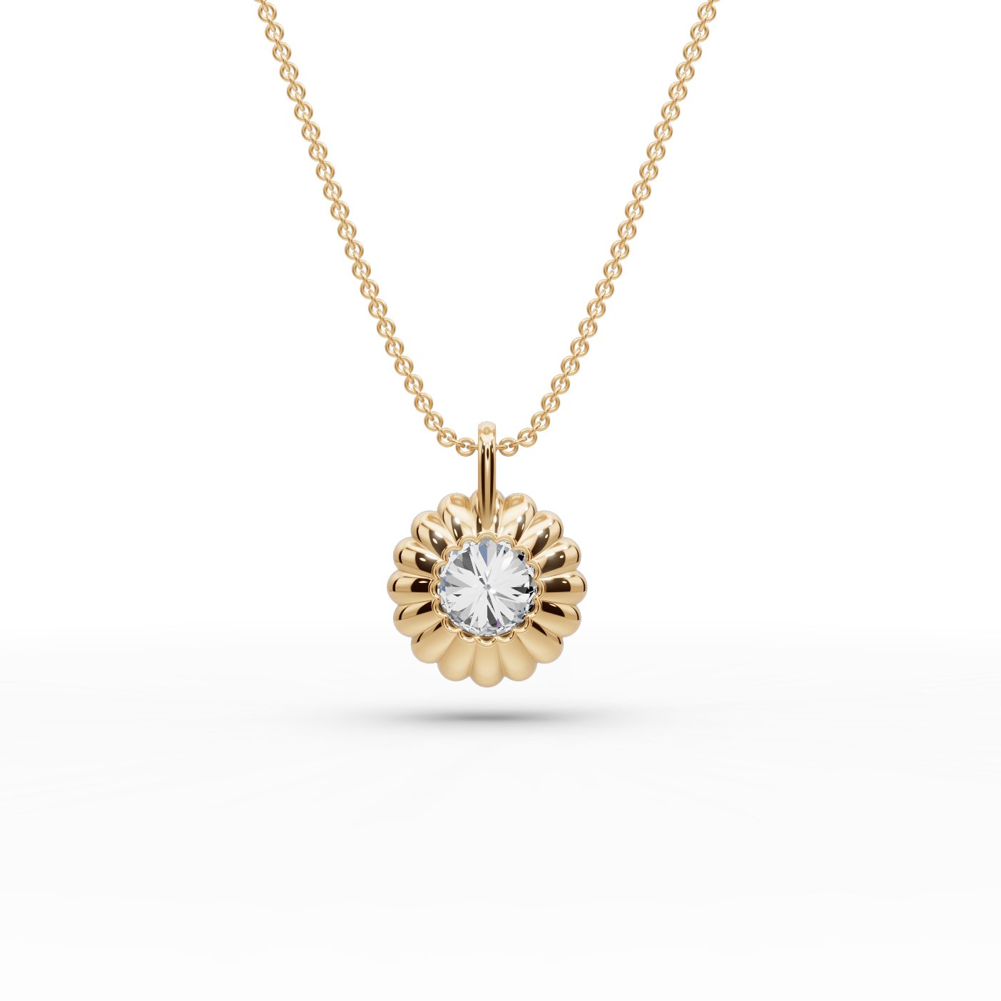 Regal Whisper Round Lab-Grown Diamond Halo Pendant in yellow gold