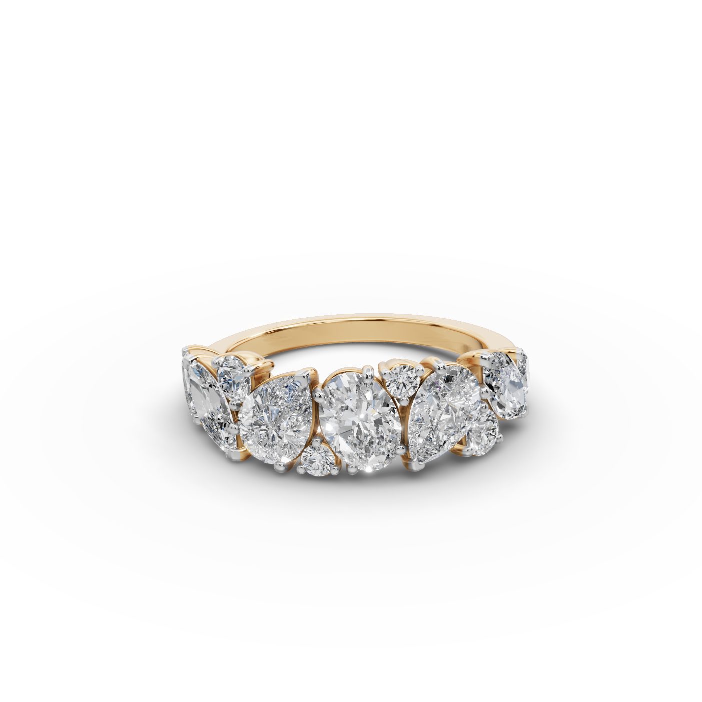 Infinite Aura Pear Lab-Grown Diamond Bands Ring in yellow gold, set with lab-grown diamonds