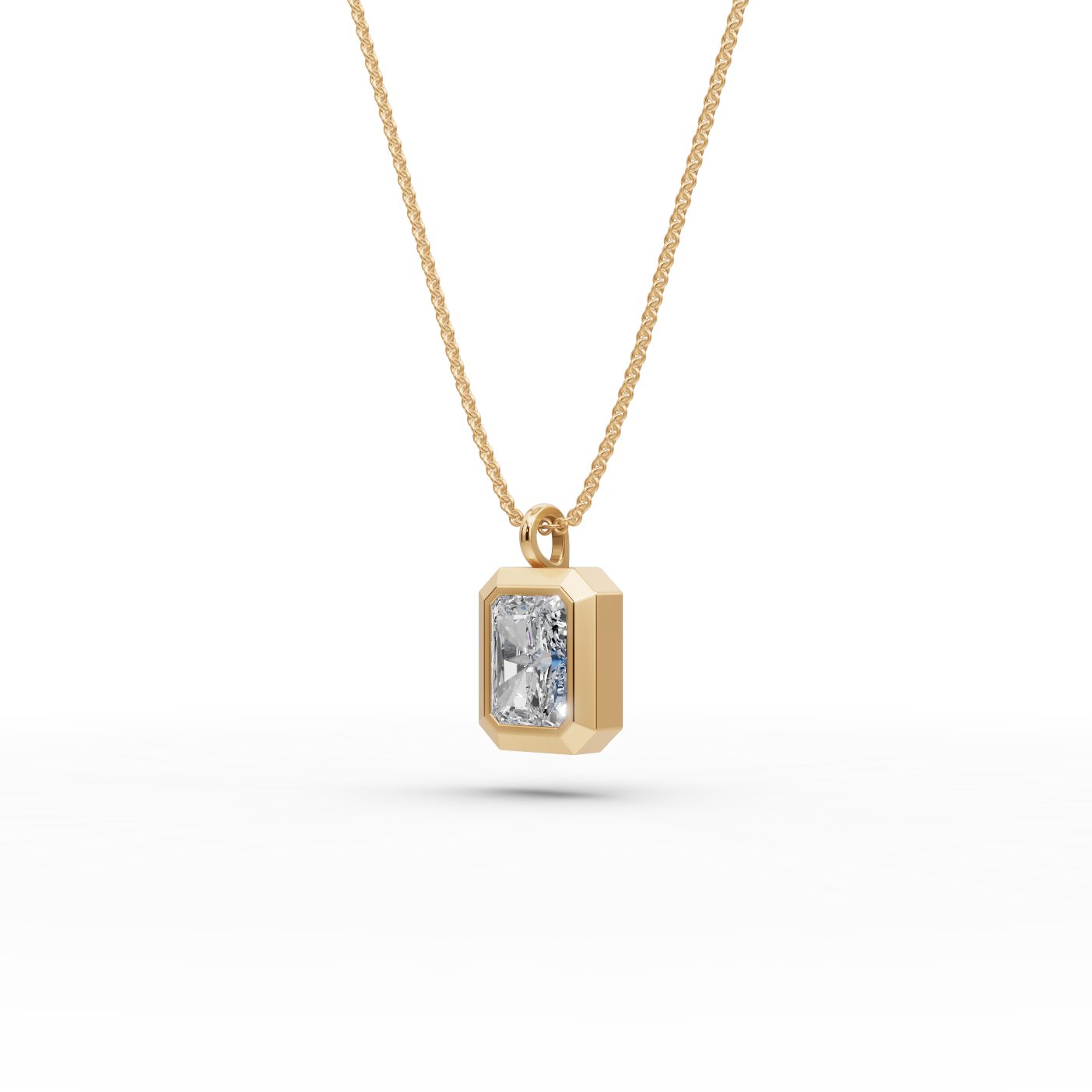 Elegant Bloom Radiant Lab-Grown Diamond Solitaire Pendant in yellow gold