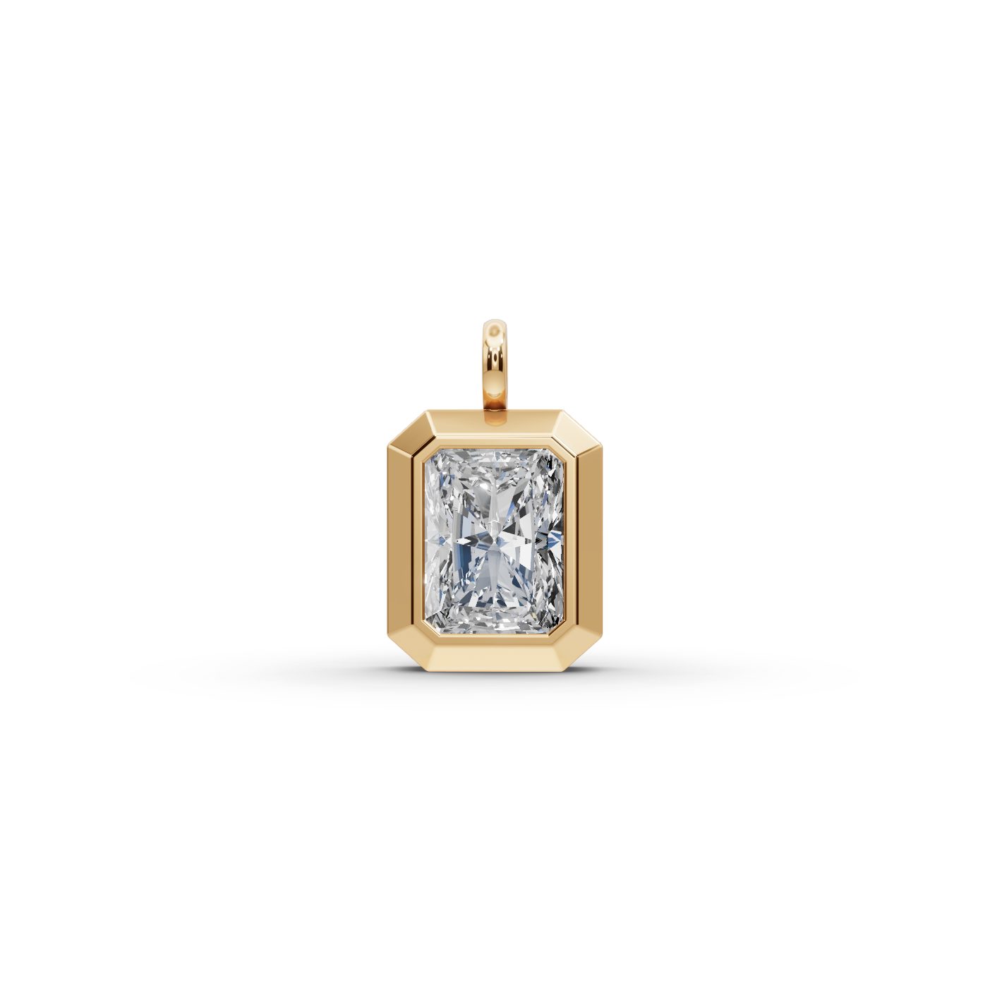 Elegant Bloom Radiant Lab-Grown Diamond Solitaire Pendant in yellow gold, set with lab-grown diamonds
