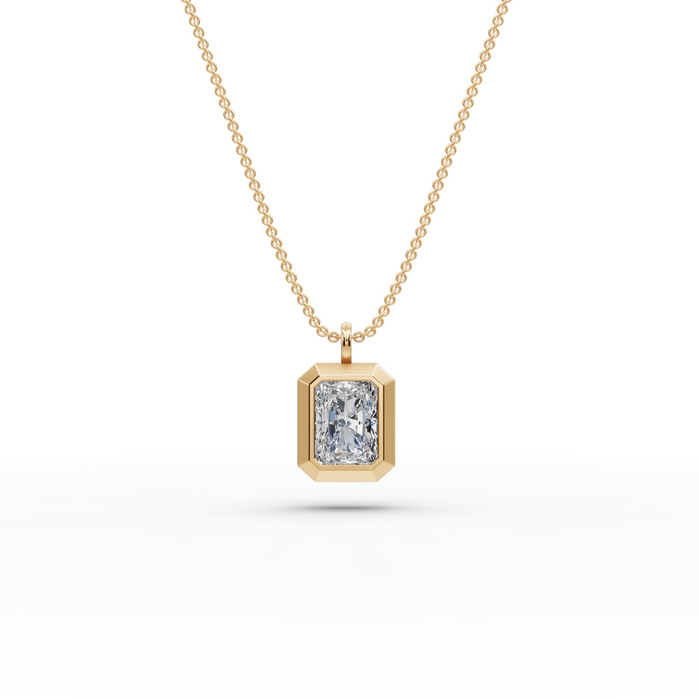 Elegant Bloom Radiant Lab-Grown Diamond Solitaire Pendant in yellow gold
