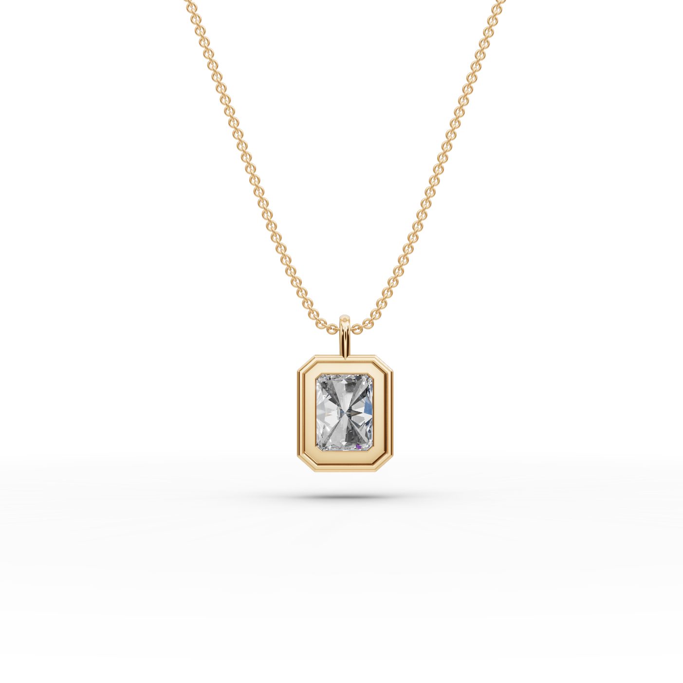 Elegant Bloom Radiant Lab-Grown Diamond Solitaire Pendant in yellow gold