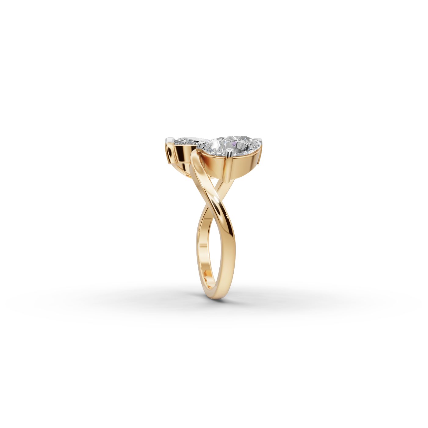 Majestic Whisper Pear Lab-Grown Diamond Two Stone Toi Et Moi in yellow gold