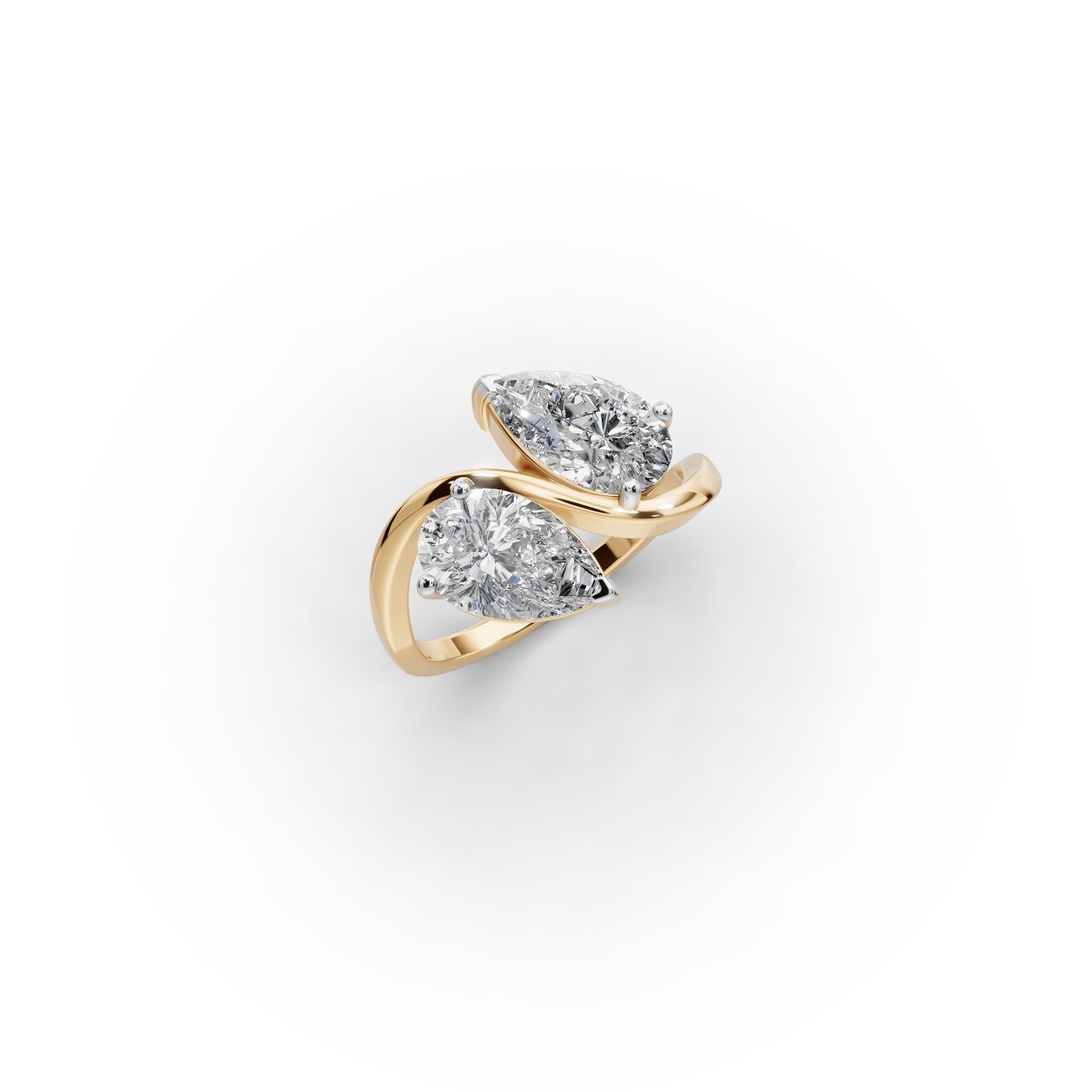 Majestic Whisper Pear Lab-Grown Diamond Two Stone Toi Et Moi in yellow gold