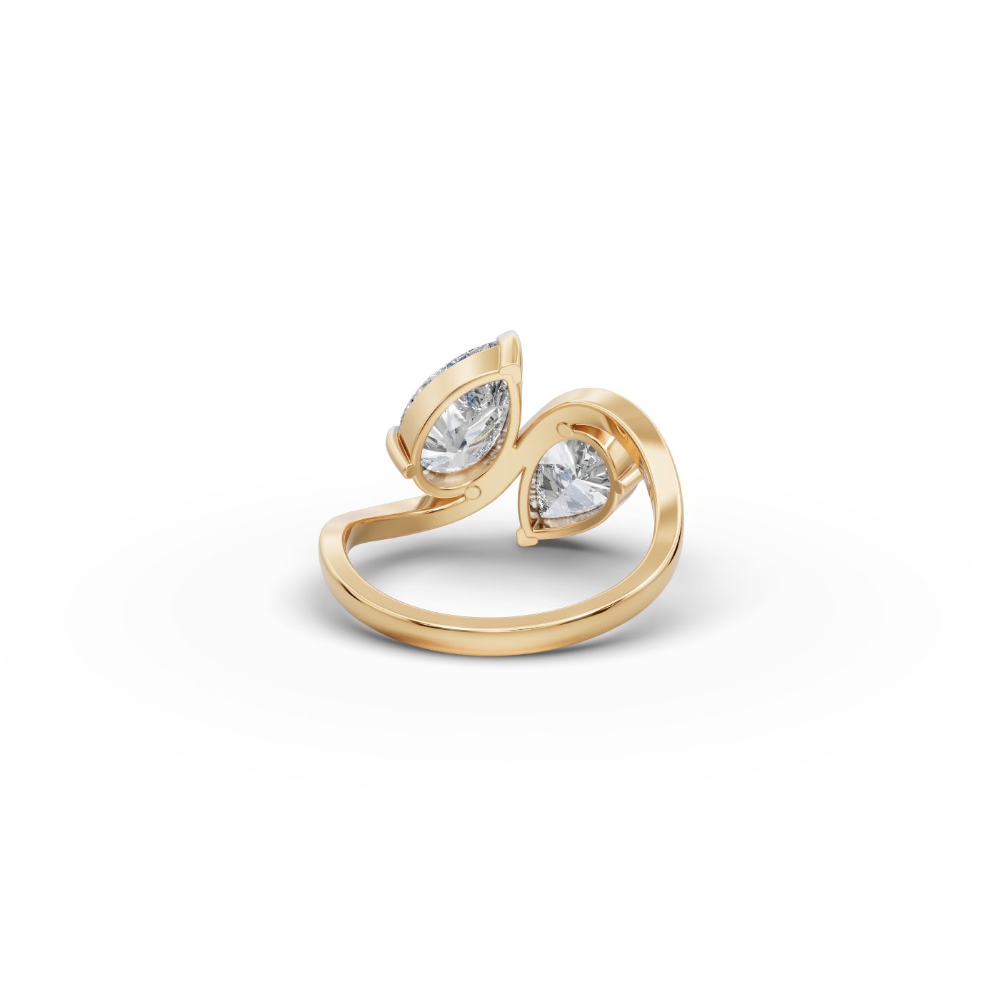 Majestic Whisper Pear Lab-Grown Diamond Two Stone Toi Et Moi in yellow gold