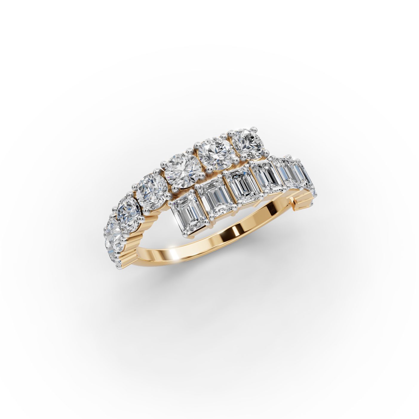 Endless Light Emerald Lab-Grown Diamond Cocktail Ring in yellow gold