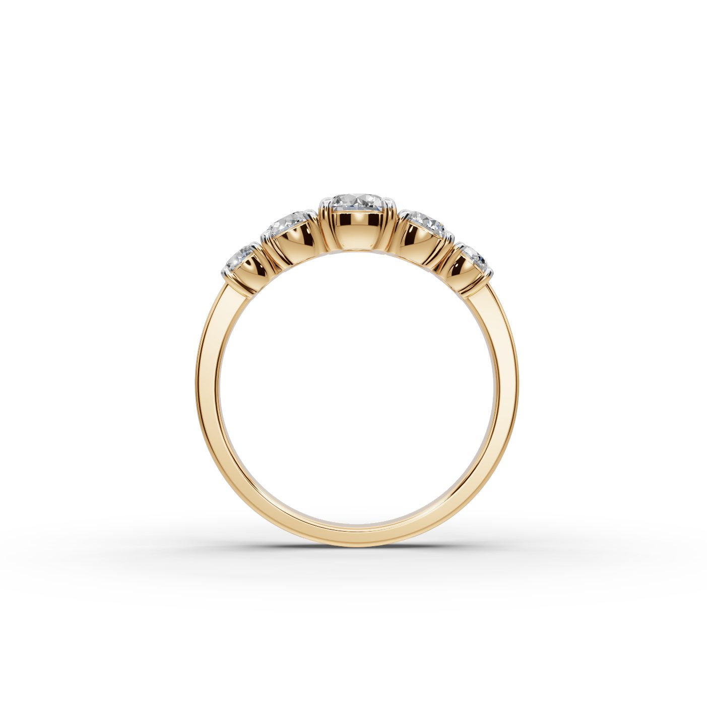 Midnight Aura Round Lab-Grown Diamond Five Stone Ring in yellow gold