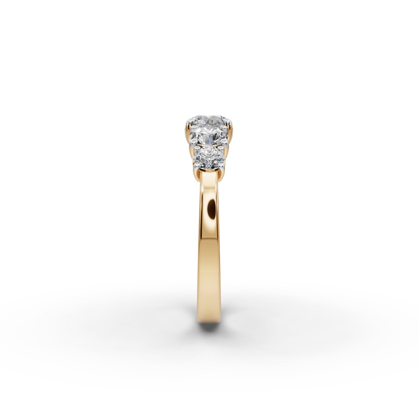 Midnight Aura Round Lab-Grown Diamond Five Stone Ring in yellow gold