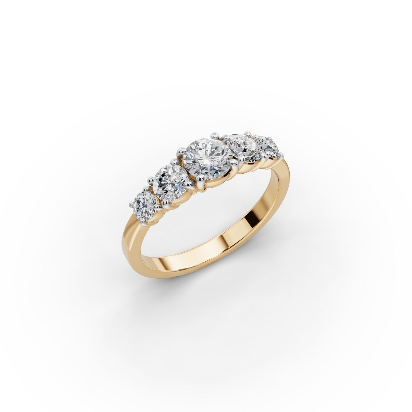 Midnight Aura Round Lab-Grown Diamond Five Stone Ring in yellow gold