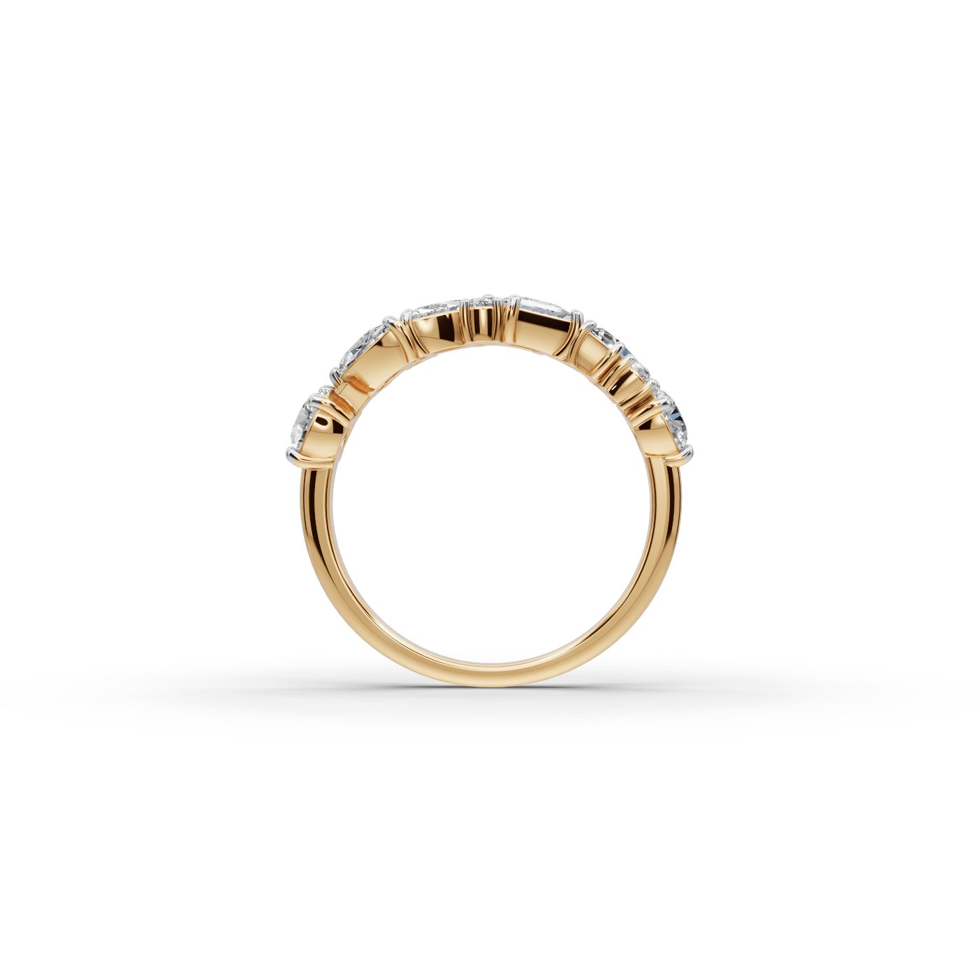 Celestial Bloom Round Lab-Grown Diamond Bands Ring in yellow gold