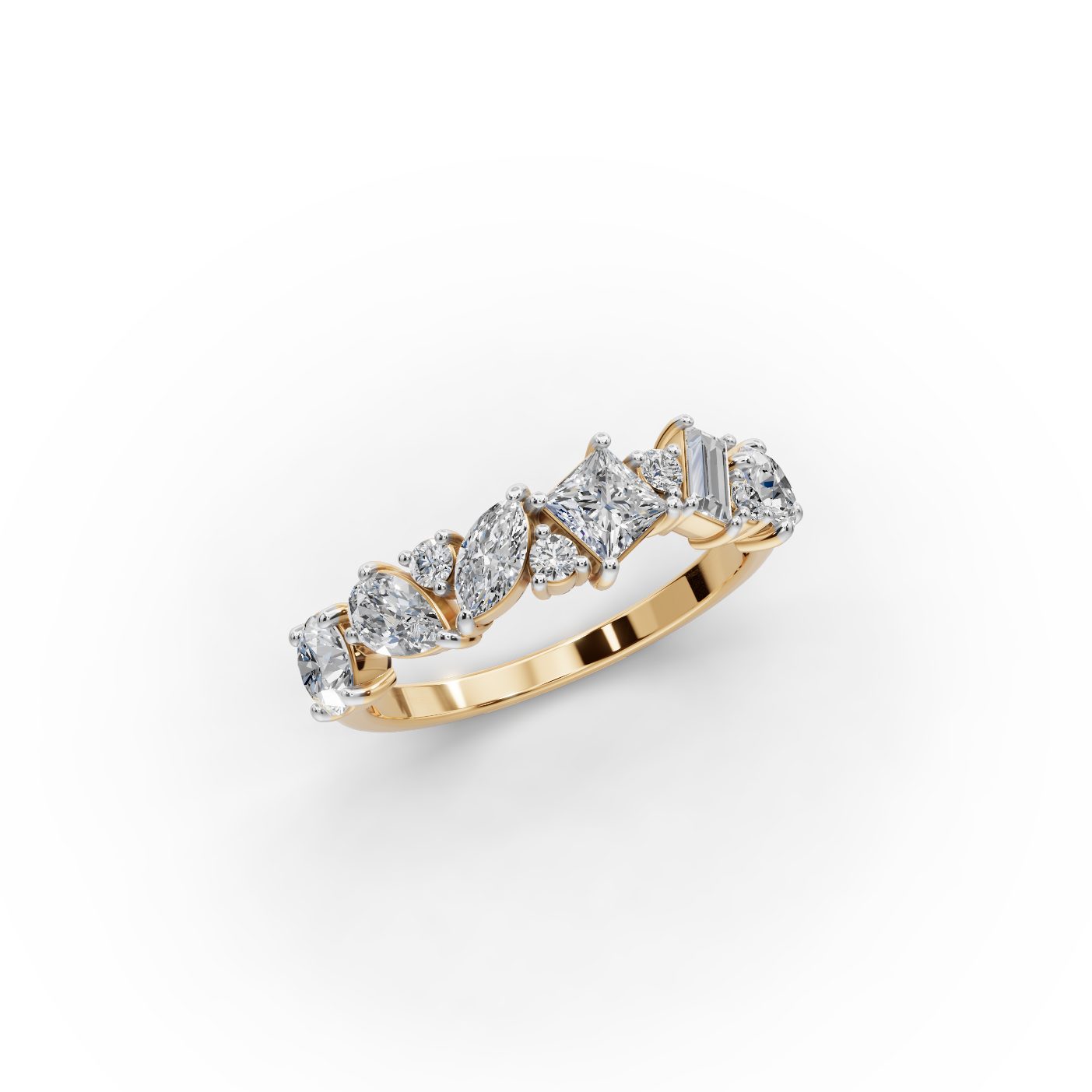 Celestial Bloom Round Lab-Grown Diamond Bands Ring in yellow gold