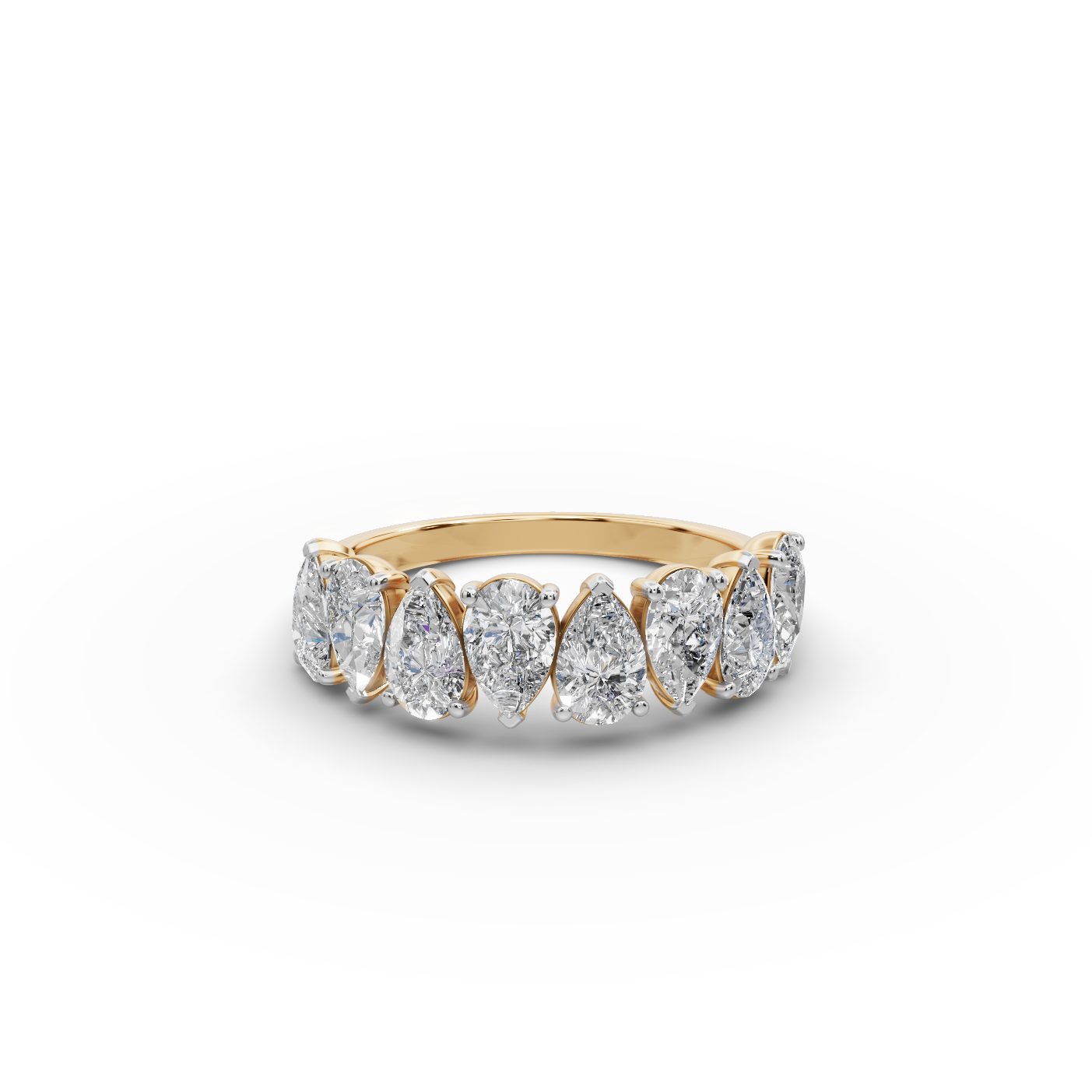 Delicate Whisper Pear Lab-Grown Diamond Bands Ring in yellow gold, set with lab-grown diamonds