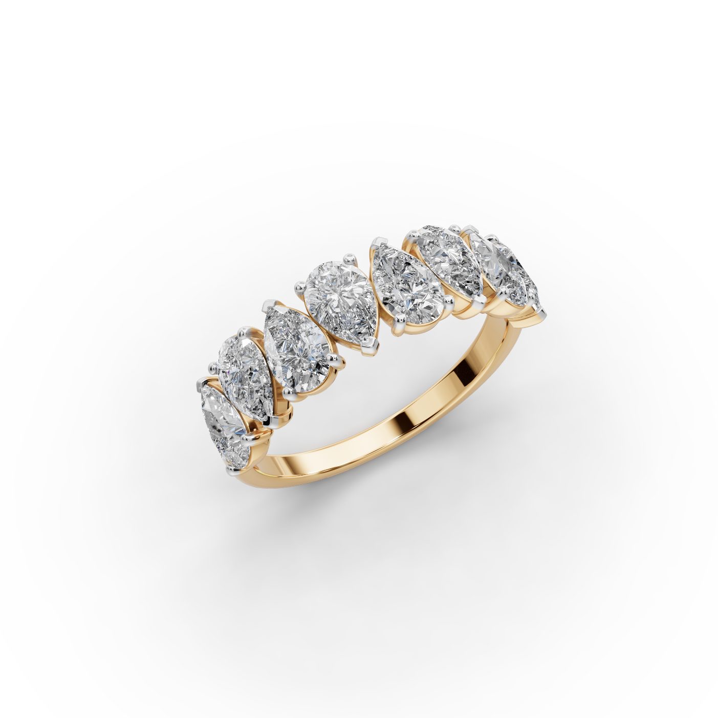 Delicate Whisper Pear Lab-Grown Diamond Bands Ring in yellow gold