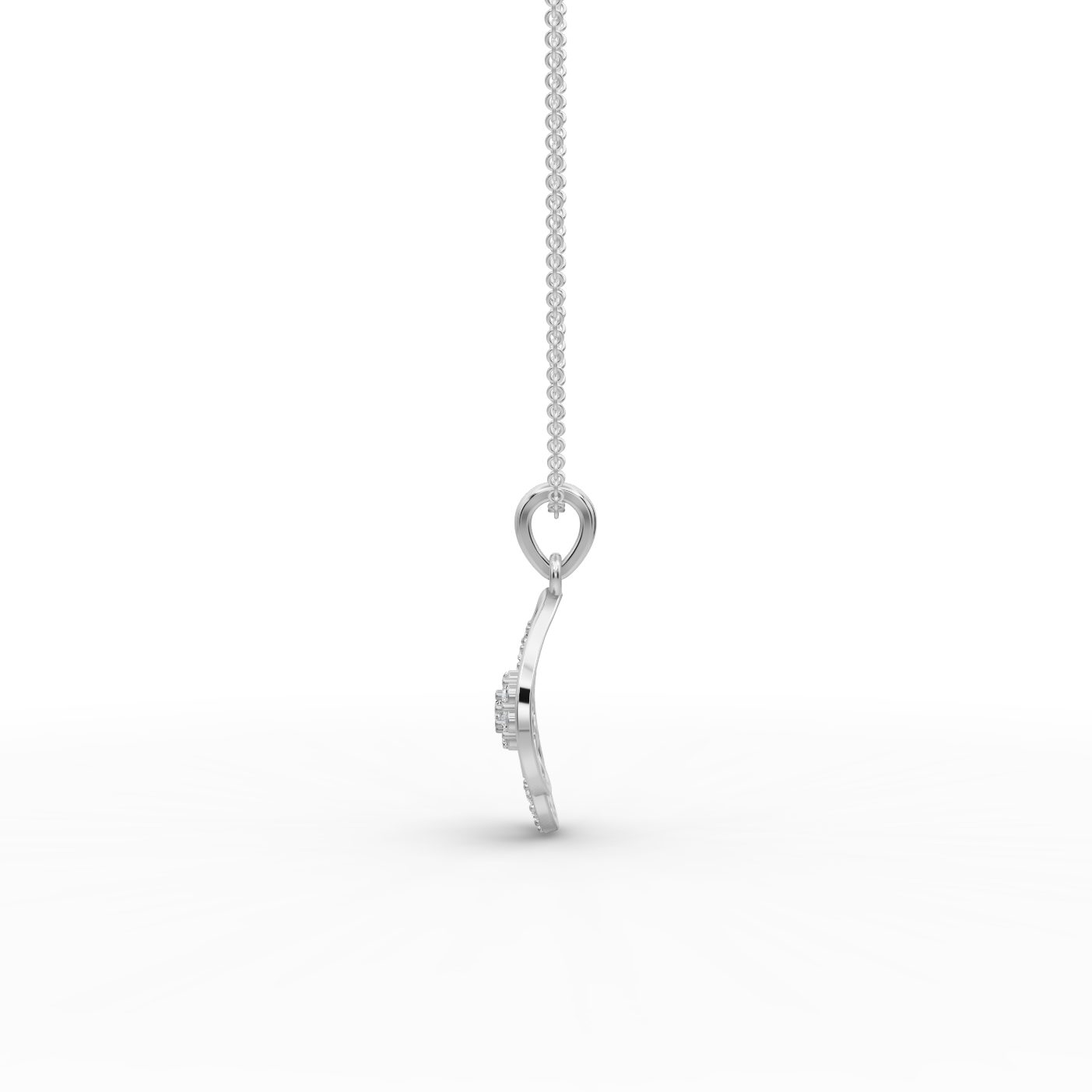 Serene Signature Teardrop Flower Lab-Grown Diamond Silver Pendant in silver