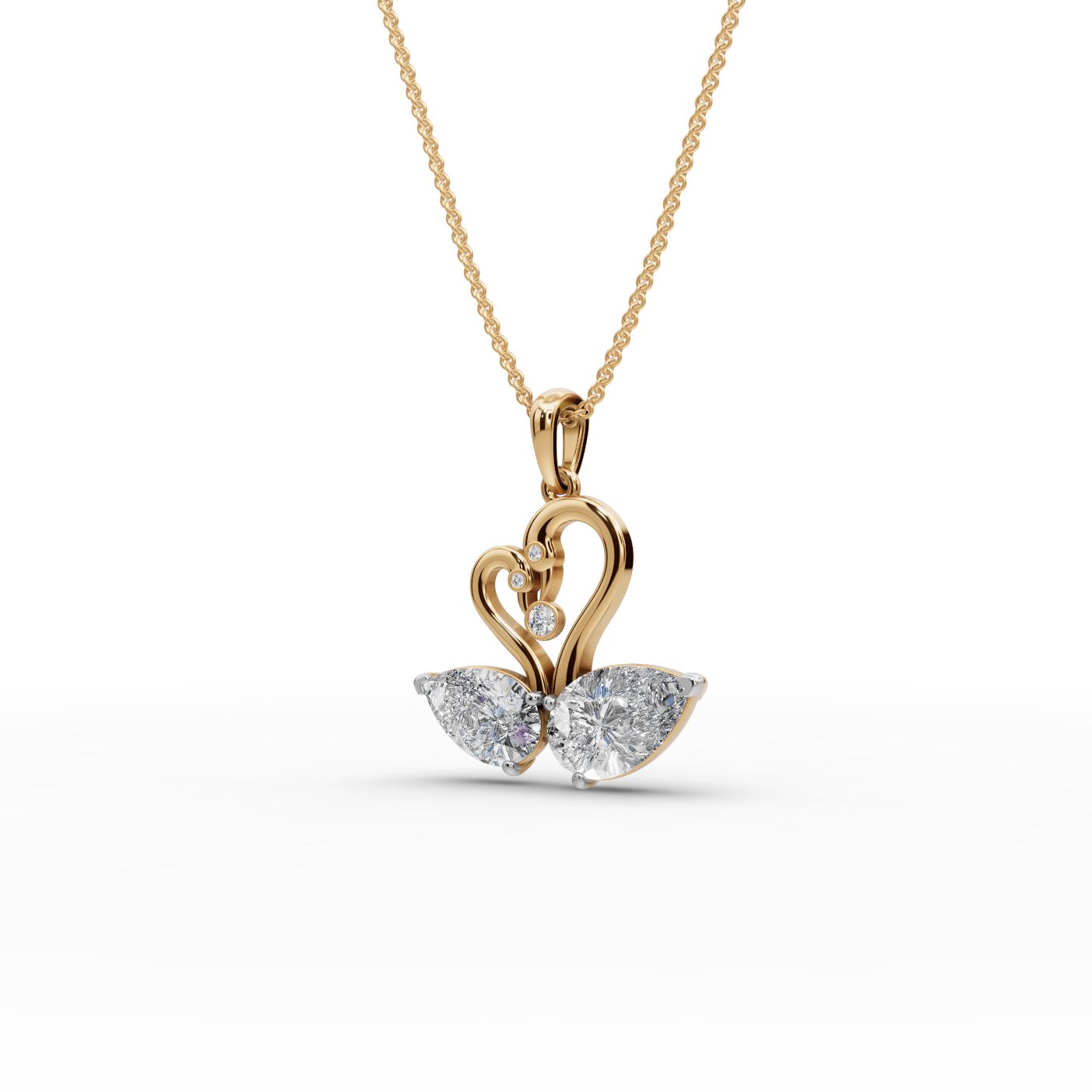 Golden Glow Swans Lab-Grown Diamond Pendant in yellow gold