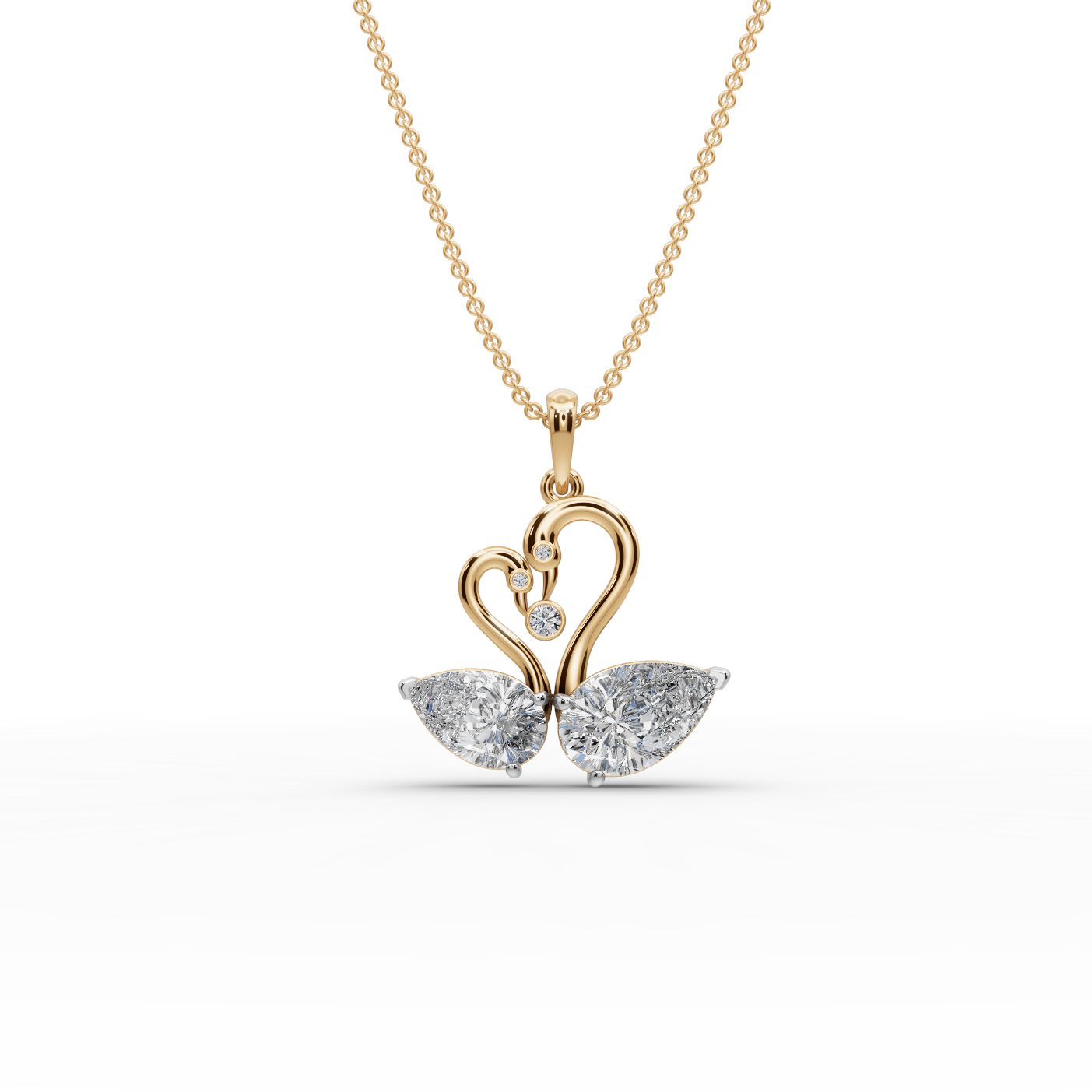 Golden Glow Swans Lab-Grown Diamond Pendant in yellow gold